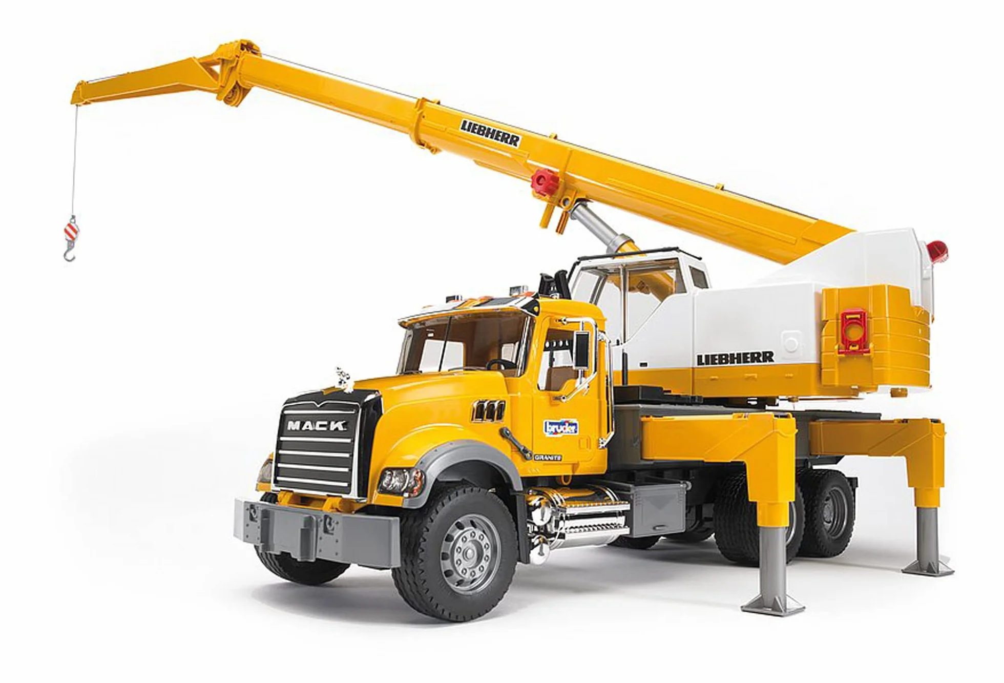 bruder 02818 - Ci|arówka z dzwigiem Mack Granite Liebherr, ci|arówka z dzwigiem, pojazd budowlany