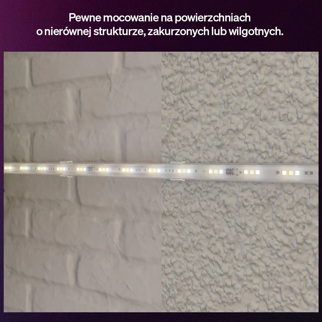 Uchwyty do taśmy LED Hue Flux — akcesoria do elastycznego montażu oświetlenia wewnętrznego. Przezroczyste i wytrzymałe uchwyty, w zestawie śruby i taśma samoprzylepna, opakowanie 10 sztuk