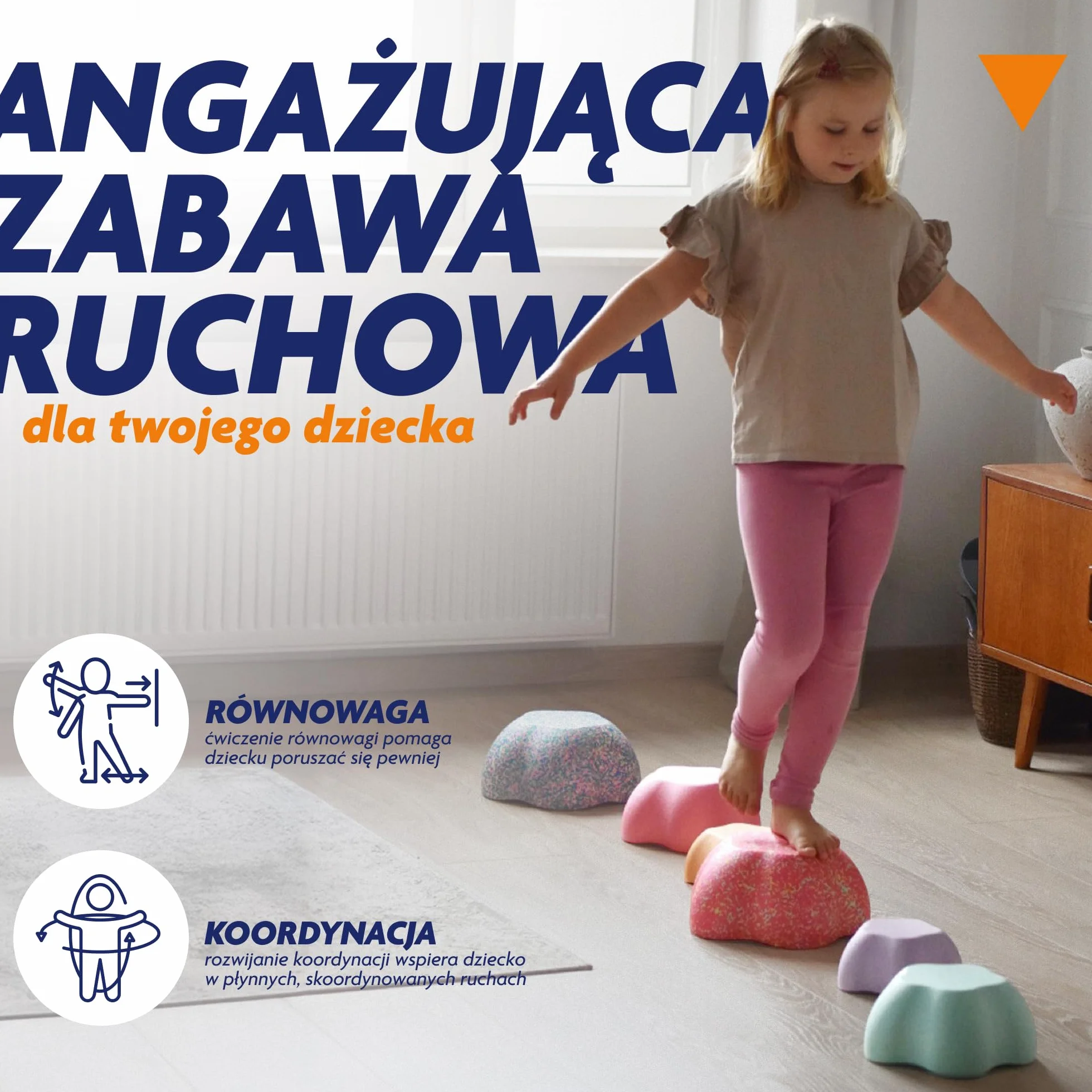 Rocks, sensoryczne kamienie do balansowania dla dzieci – zestaw 5 szt. – wytrzymałe, wspierają równowagę, motorykę i koordynację – do użytku wewnątrz i na zewnątrz,
