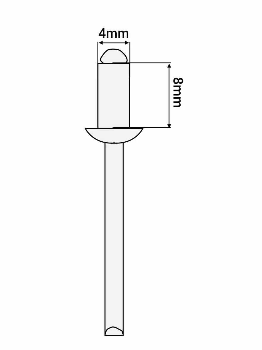 Marcopol (100 szt.) Malowane nity zrywalne 4,0 x 8 mm, głowica kopułkowa, DIN 7337, nit aluminiowy i stalowy trzpień, pop (100, antracyt szary RAL 7016)