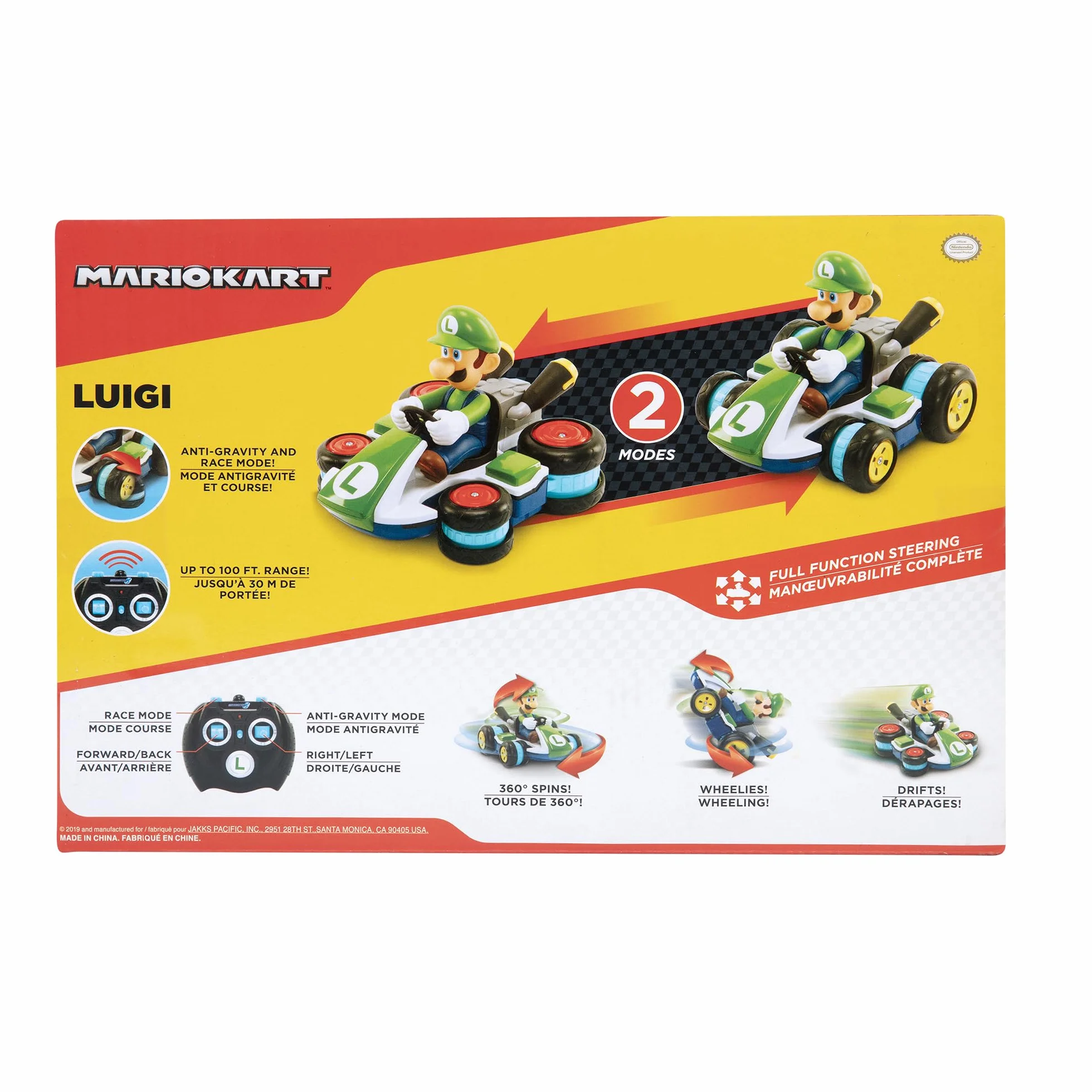 Nintendo Super Mario Kart Luigi RC Racer, 2,4 Ghz, z w Pełni Funkcjonalną Kierownicą, Samochód Luigi Race RC, Wielokolorowy
