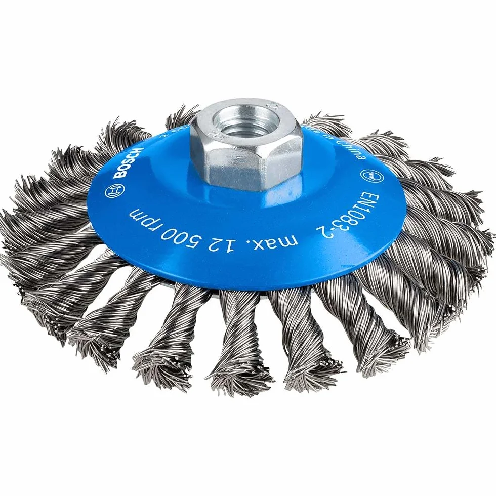 Bosch 2608622058 115Mm X M14 Conical Brush Knotted Wire 0.5Mm Steel