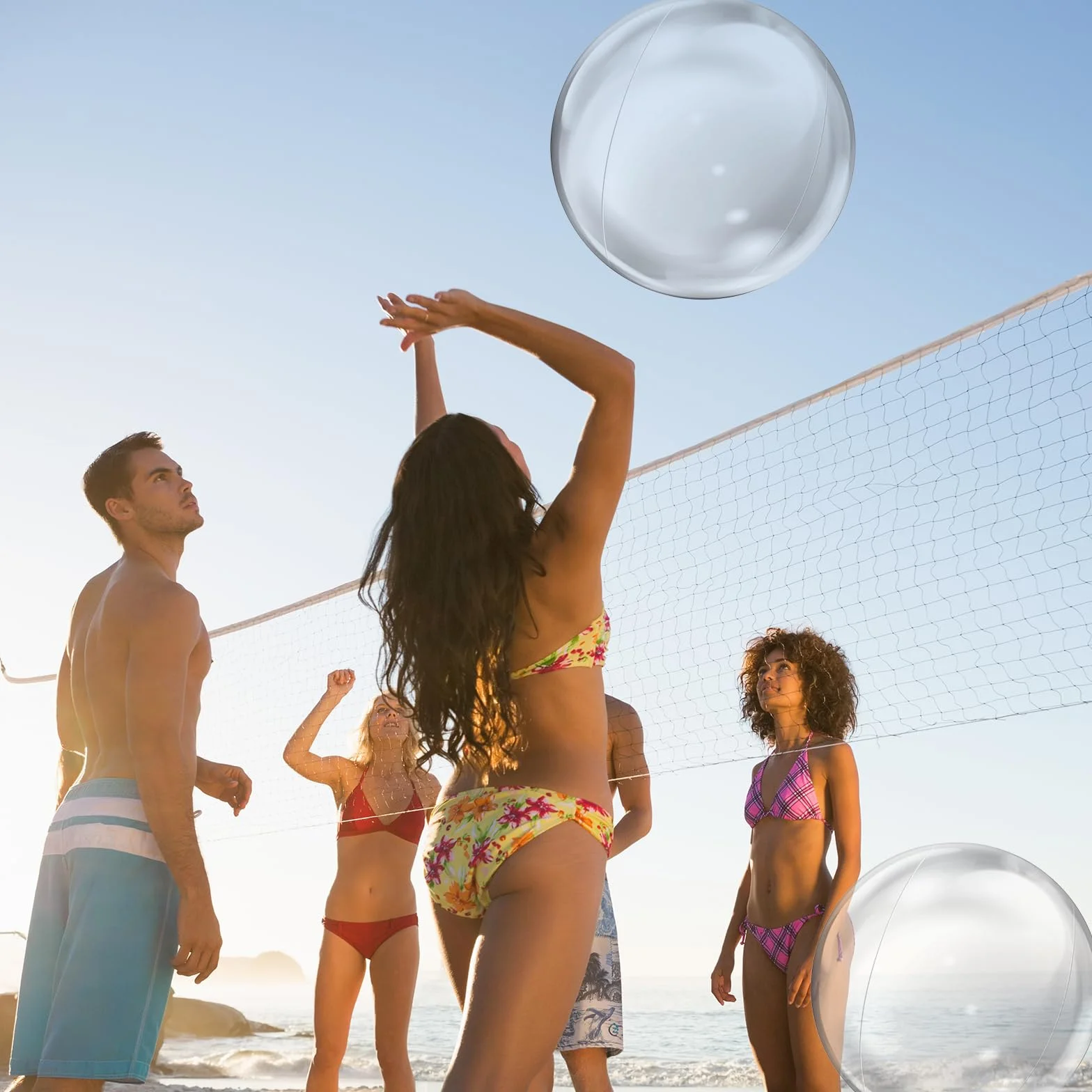 Piłka plażowa nadmuchiwana PCW 2 sztuki duża przezroczysta do wody basenu plaży