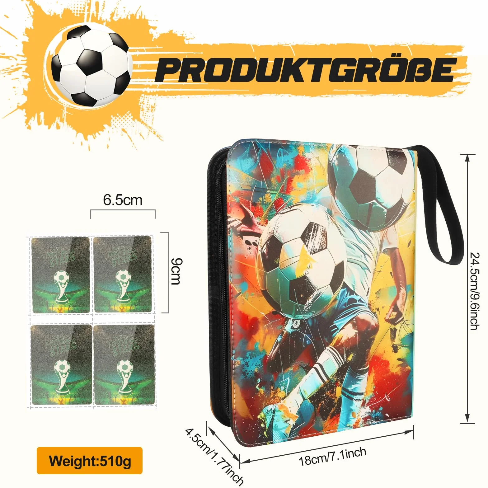 Album kolekcjonerski z motywem piłki nożnej, segregatory, teczki do przechowywania kart, 50 stron, 400 kart, album kolekcjonerski, karty piłkarskie, do kolekcjonowania i wymiany