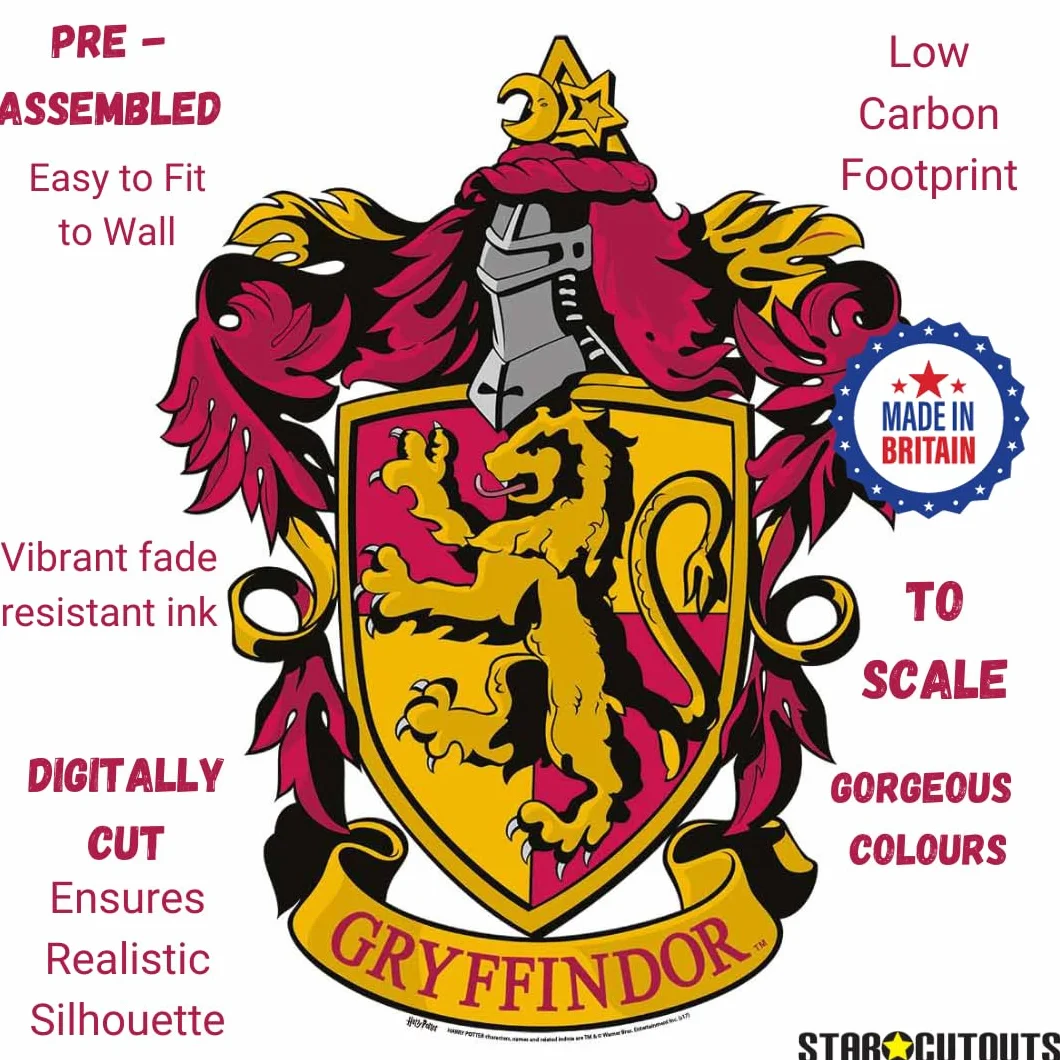 Gryffindor emblemat z oficjalnych książek Harry Potter, karton, emblemat Gryffindor, 61 x 48 x 61 cm