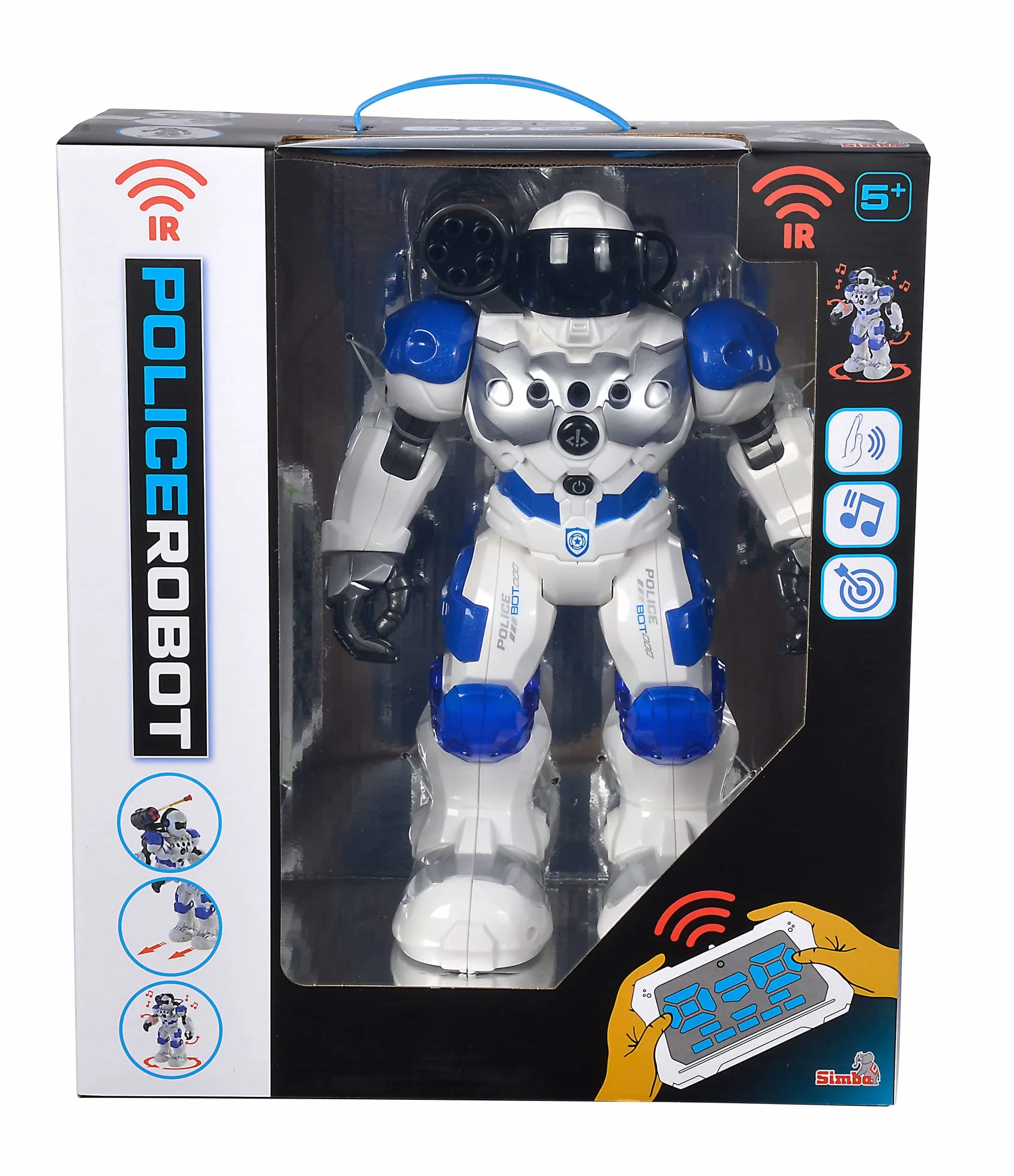Simba 108042509 Planet Fighter robot z kontrolą podczerwieni, sterowanie gestami, światłem i dźwiękiem, funkcja strzału, różne funkcje ruchu, 32 cm, od 5 lat