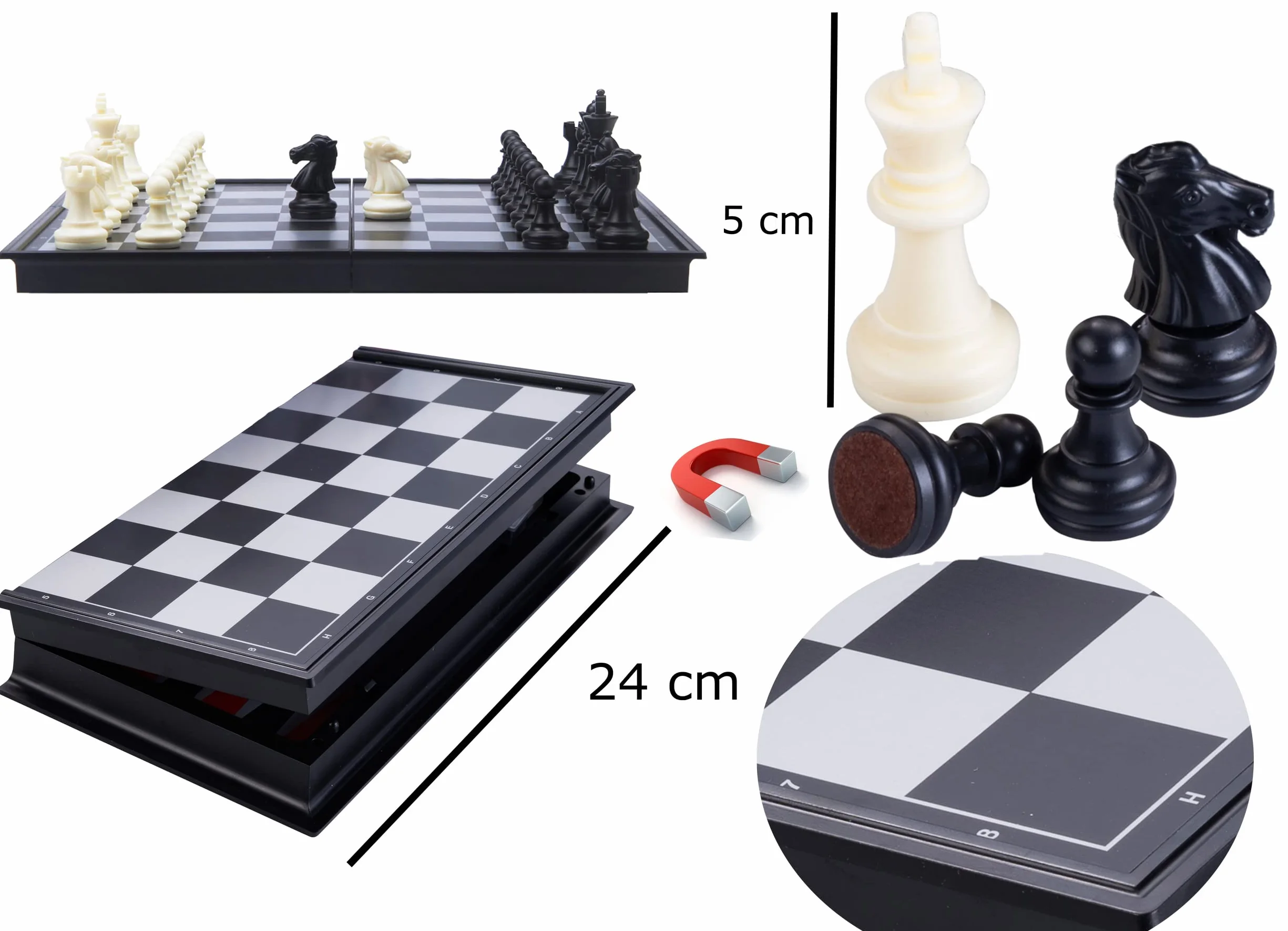 Engelhart – 200715 – Magnetyczna gra 2w1 – szachy/tryktrak – plansza 24 cm – zestaw podróżny – dla dzieci i dorosłych – 6+
