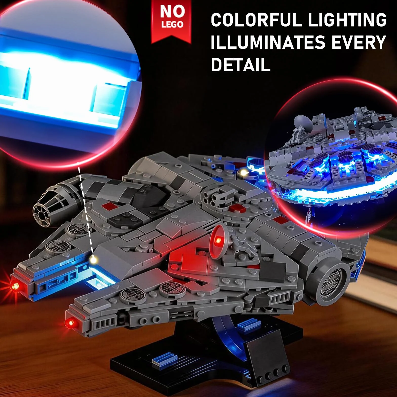 BRIKSMAX Oświetlenie LED do LEGO Star Wars Millennium Falke (wersja dotykowa) 75375, kompatybilny zestaw świateł do klocków – bez zestawu Lego, dekoracyjne światło premium do modelarstwa