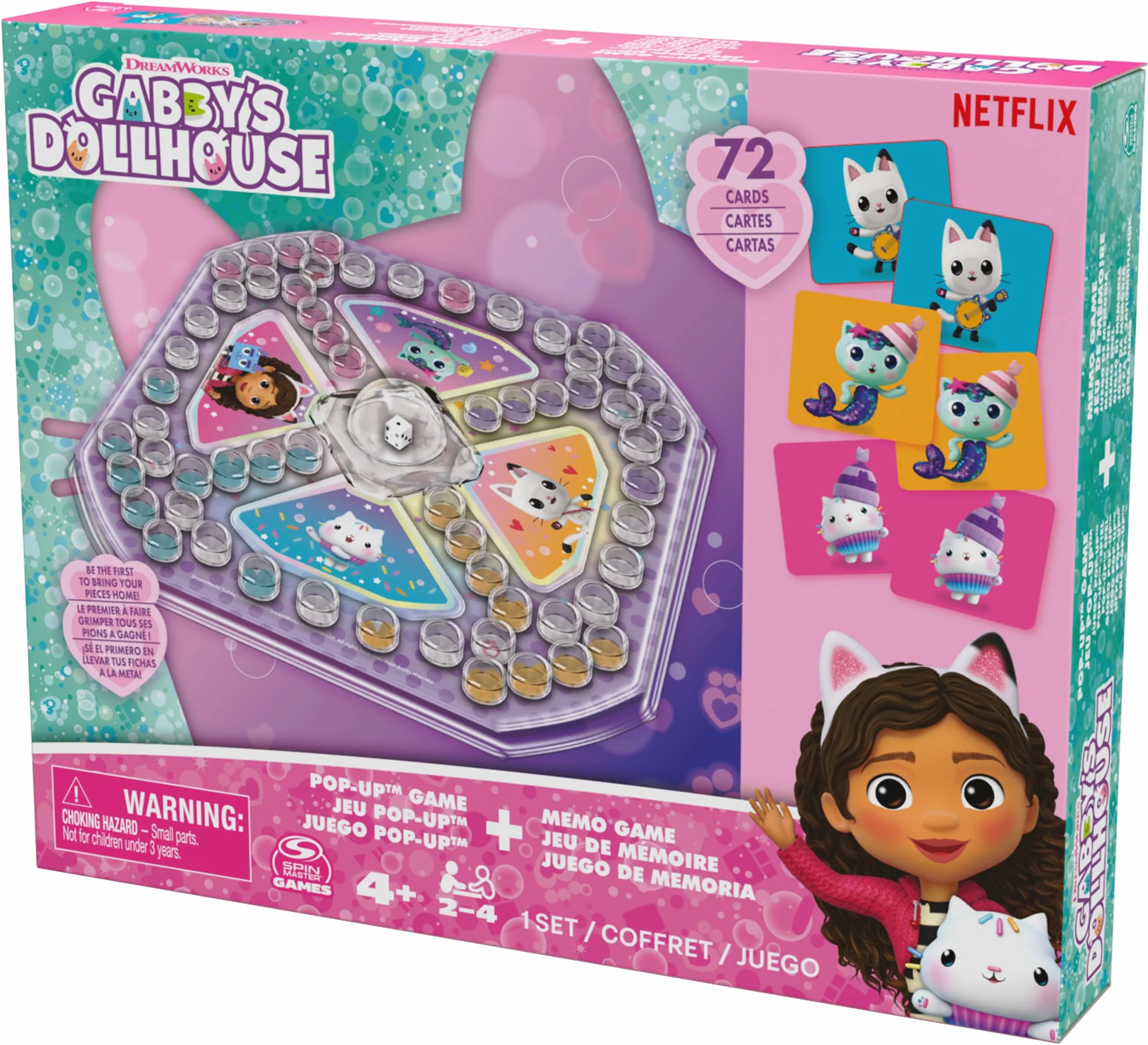 Gabby's Dollhouse Sorry Pop Up i Memo gra zestaw 2 gry, 72 karty, od 4 lat