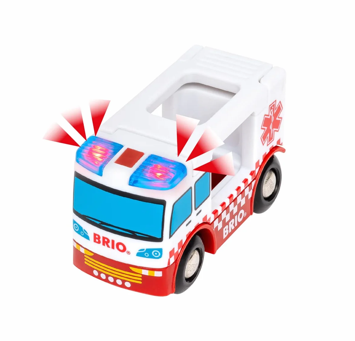 BRIO World 36025 Deluxe Zestaw Policji i Straży Pożarnej - duży zestaw ratowników z posterunkiem policji, pociągiem strażackim, śmigłowcem strażackim i karetką pogotowia - zalecany dla dzieci w wieku 3 lat i starszych
