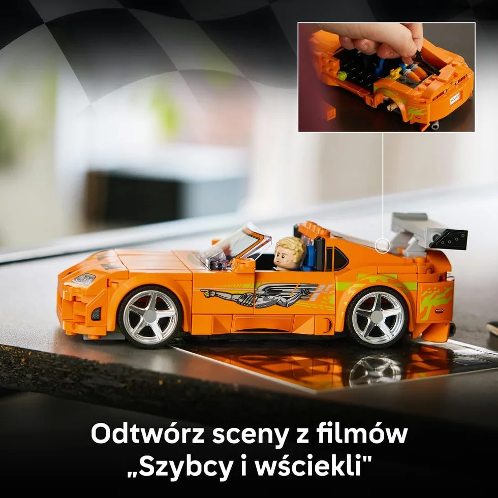 LEGO Speed Champions Szybcy i wściekli Toyota Supra MK4, zabawka konstrukcyjna dla chłopca lub dziewczynki, zestaw z zabawkowym samochodem sportowym, pomysł na prezent dla 10-latka 77260