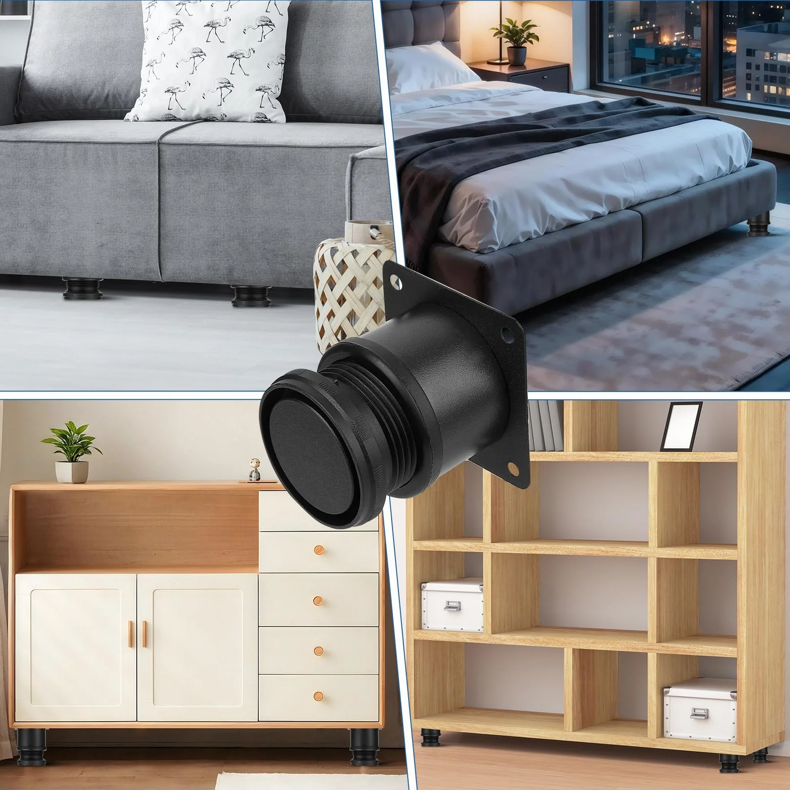 10 sztuk nóżek meblowych, regulowane 5-6,5 cm, metalowe nóżki meblowe czarne, regulowane nóżki meblowe, stabilizatory wysokości nóżek do szafek czarne, nogi do szafek na nogi do stolika kawowego, nogi