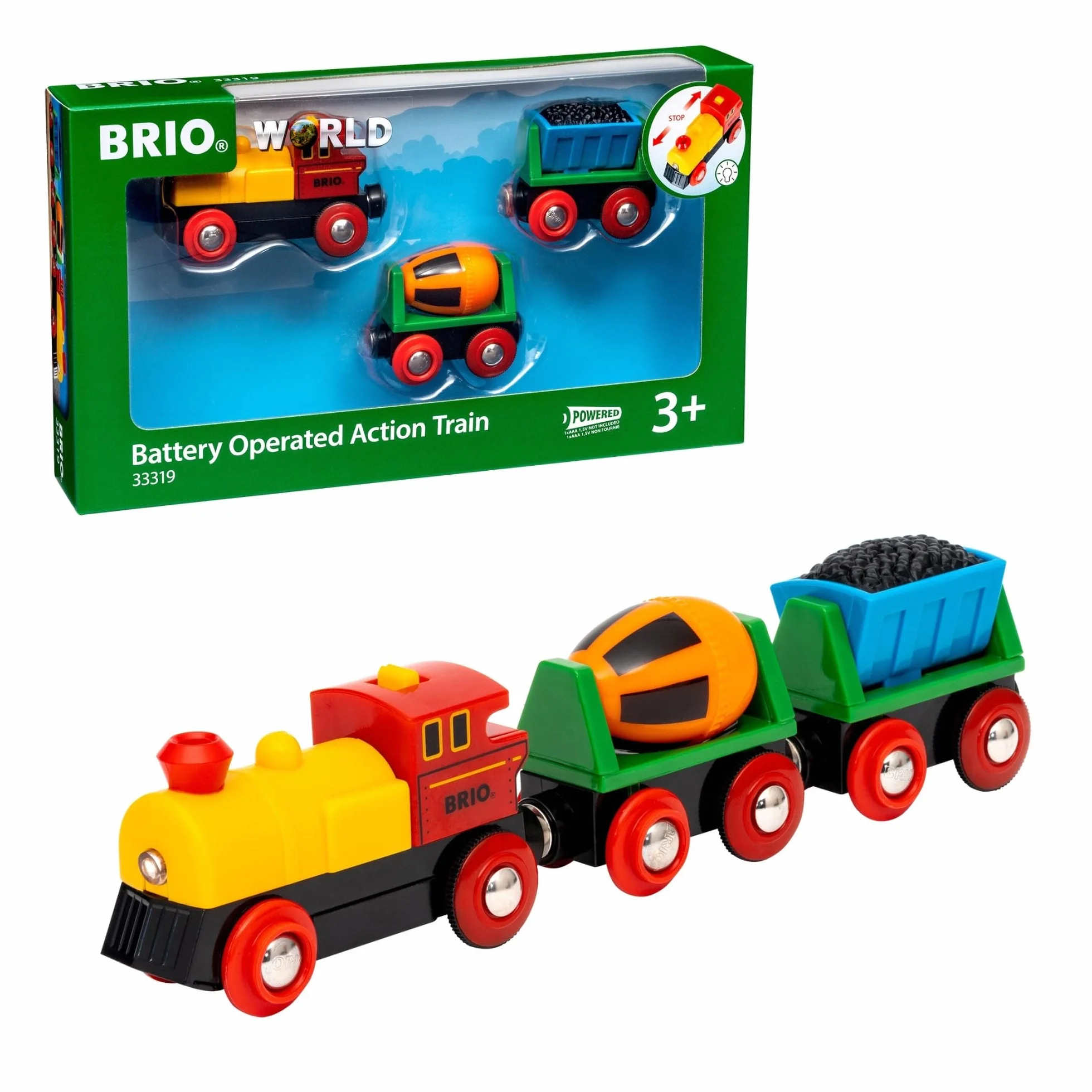 Brio 63331900 Lokomotywa Z Betoniarką (63331900) Bezpieczna Zabawka Dla Dzieci Powyżej 3 Lat,Wielokolorowa