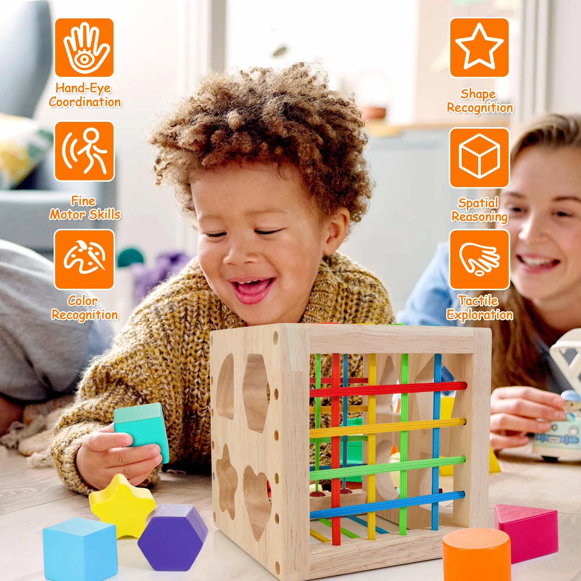 Montessori zabawki edukacyjne do wyboru przez 1 rok, gra edukacyjna z 8 blokami, drewniana zabawka dla dzieci chłopców dziewcząt w wieku 1 2 3 lat