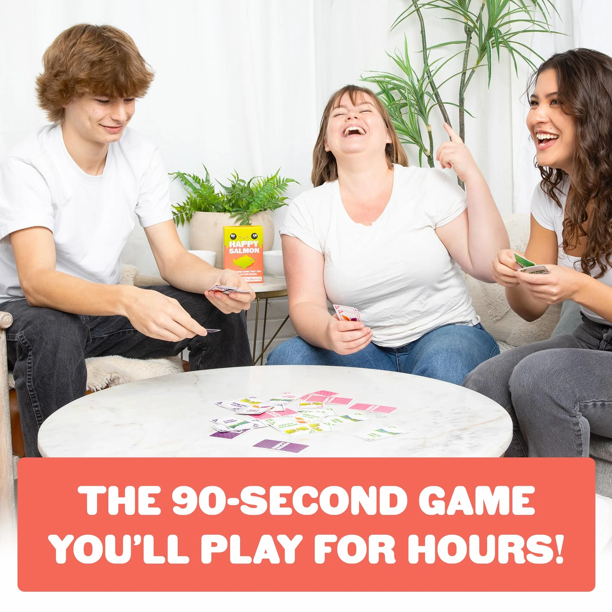Exploding Kittens - Happy Salmon Grab & Game - Compact Travel-Sized Card Game for 3-5 Players, Ages 6+, 90 Second Rounds- Easy to Learn Quick Matching Card Game- Ideal for Parties, Family Game Night