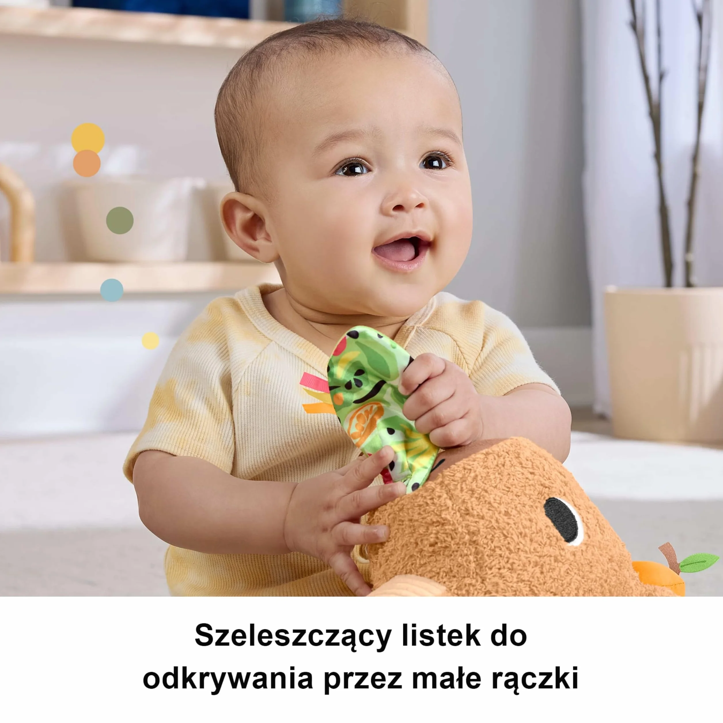 Fisher-Price Kapibara Sensoryczna Przytulanka Z Gryzaczkiem i Grzechotką HYR54 dla Niemowląt od 3 Miesiąca