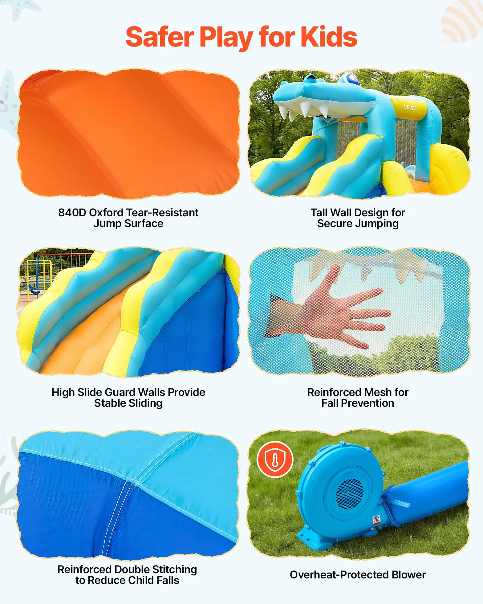 VEVOR Nadmuchiwany zamek dla dzieci park wodny 353 x 400 x 235 cm, dmuchany zamek ze zjeżdżalnią ścianą wspinaczkową pojemność ok. 3-4 dzieci w wieku 3-8 lat, zabawa wodna na zewnątrz