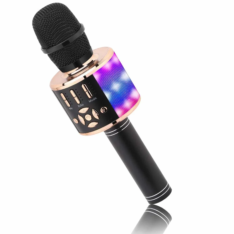 Mikrofon dla dzieci bezprzewodowy, magiczny dźwięk karaoke, bezprzewodowy mikrofon 4 w 1, maszyna do karaoke Bluetooth, maszyna do karaoke dla dorosłych, na imprezę, na zewnątrz, w podróż, czarny