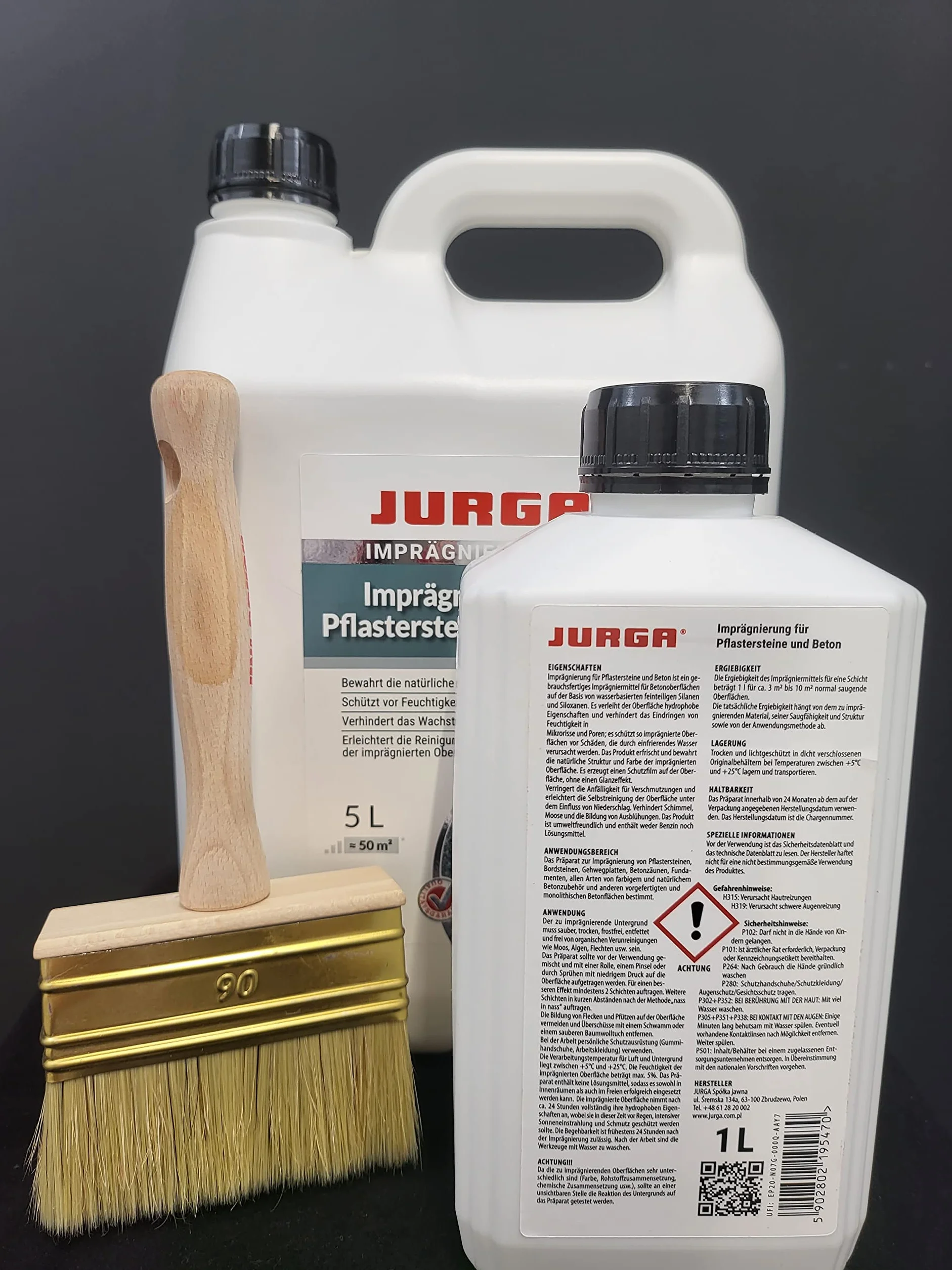 Jurga Proof CR impregnat do bruku i betonu, chroni przed wilgocią i brudem, zapobiega wzrostowi mchu i porostów, zachowuje kolor i strukturę powierzchni 5 l