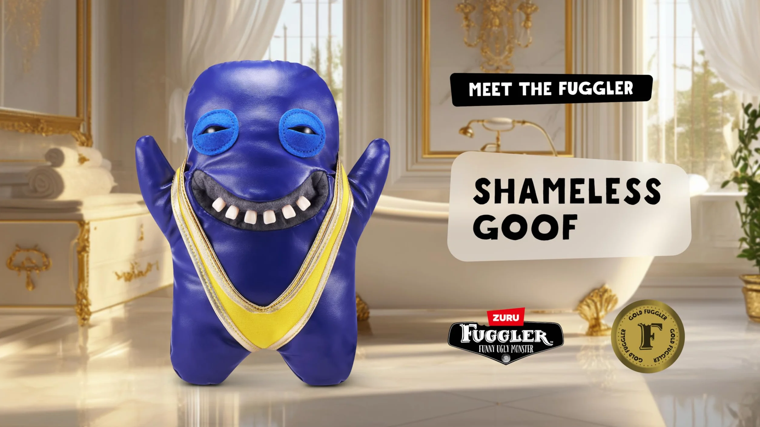 Fuggler Gold Fuggs by ZURU Funny Ugly Monster, Plush, Collectible, Toy (Shameless Goof - Mankini)