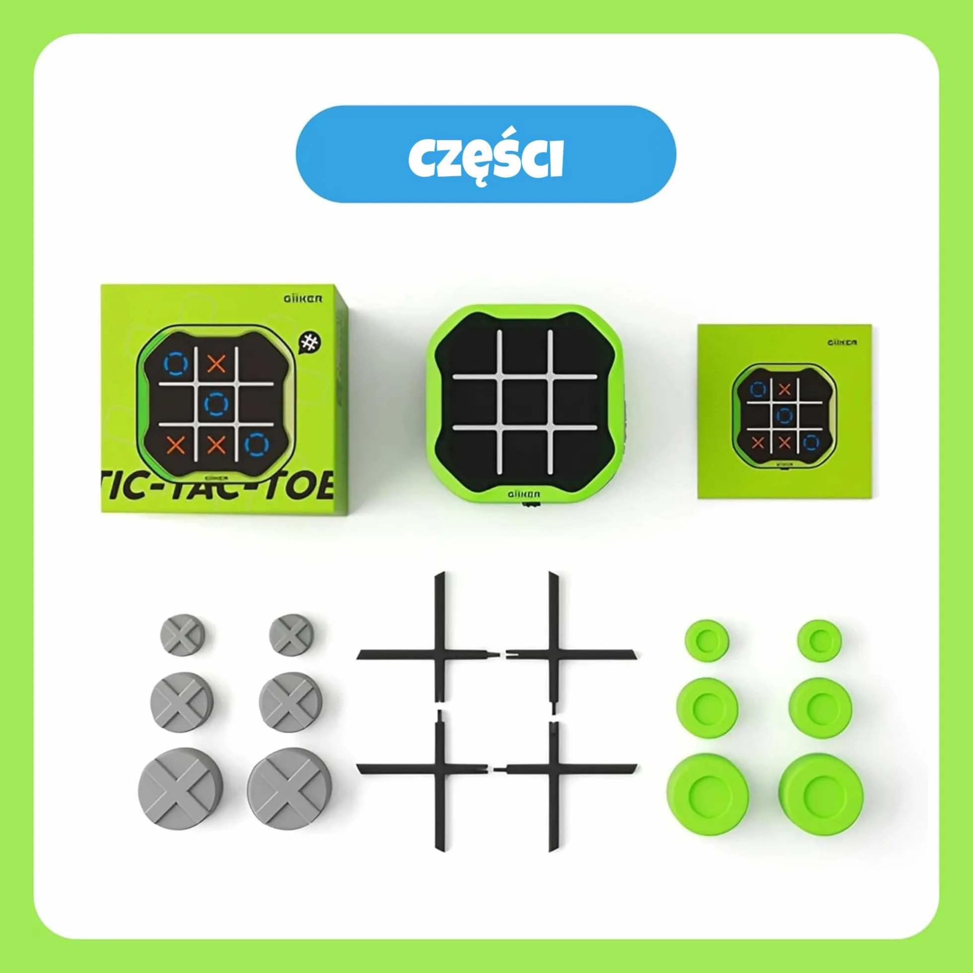 GiiKER Tic Tac Toe Bolt Game, przenośna konsola do gier logicznych 3 w 1, przenośne gry podróżne dla edukacji i rozwoju pamięci, prezenty urodzinowe dla wszystkich grup wiekowych (zielony)