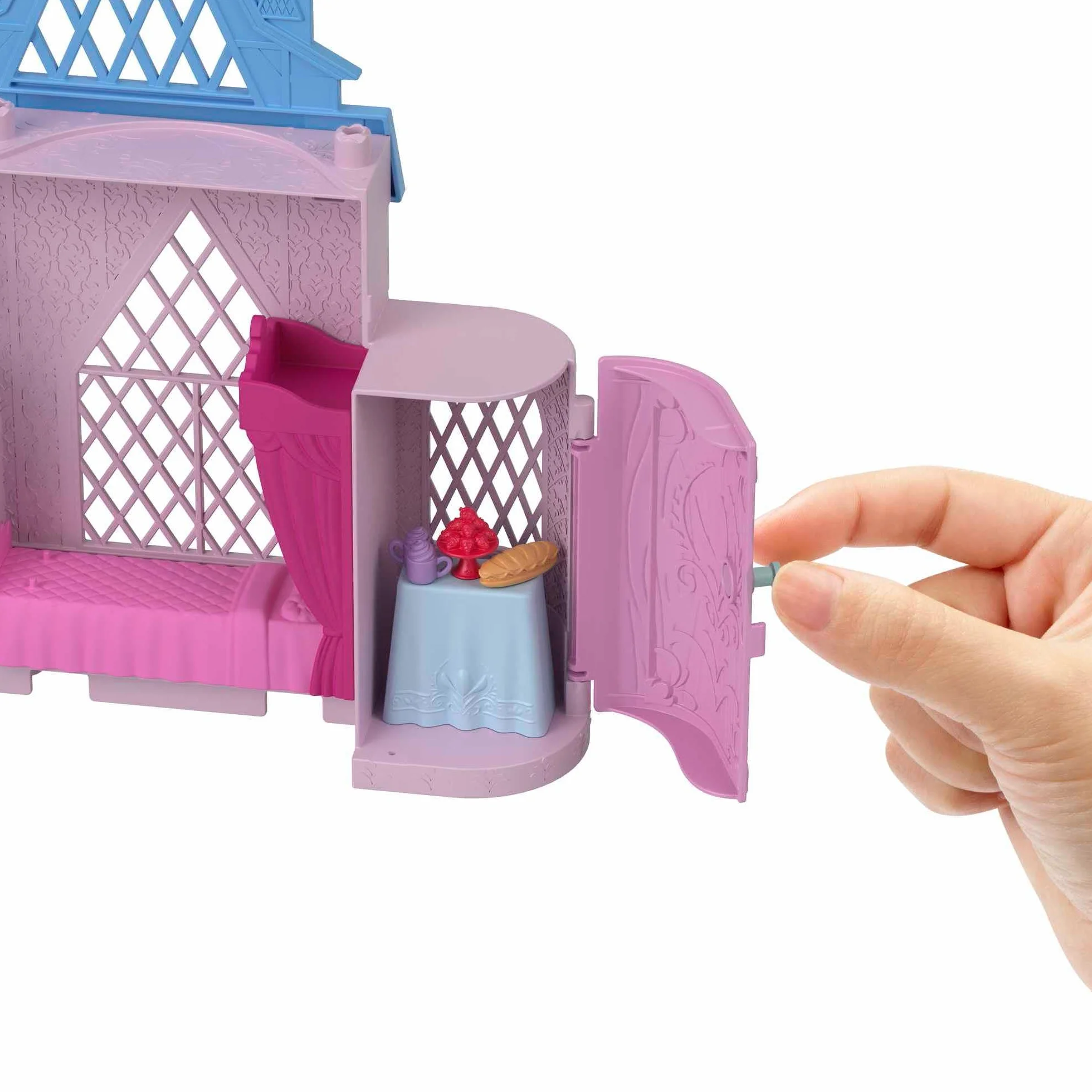 Mattel Disney Kraina Lodu Arendelle Castle zestaw modułowy z mini lalką Olaf i 7 akcesoriami, zabawka dla dzieci 3+
