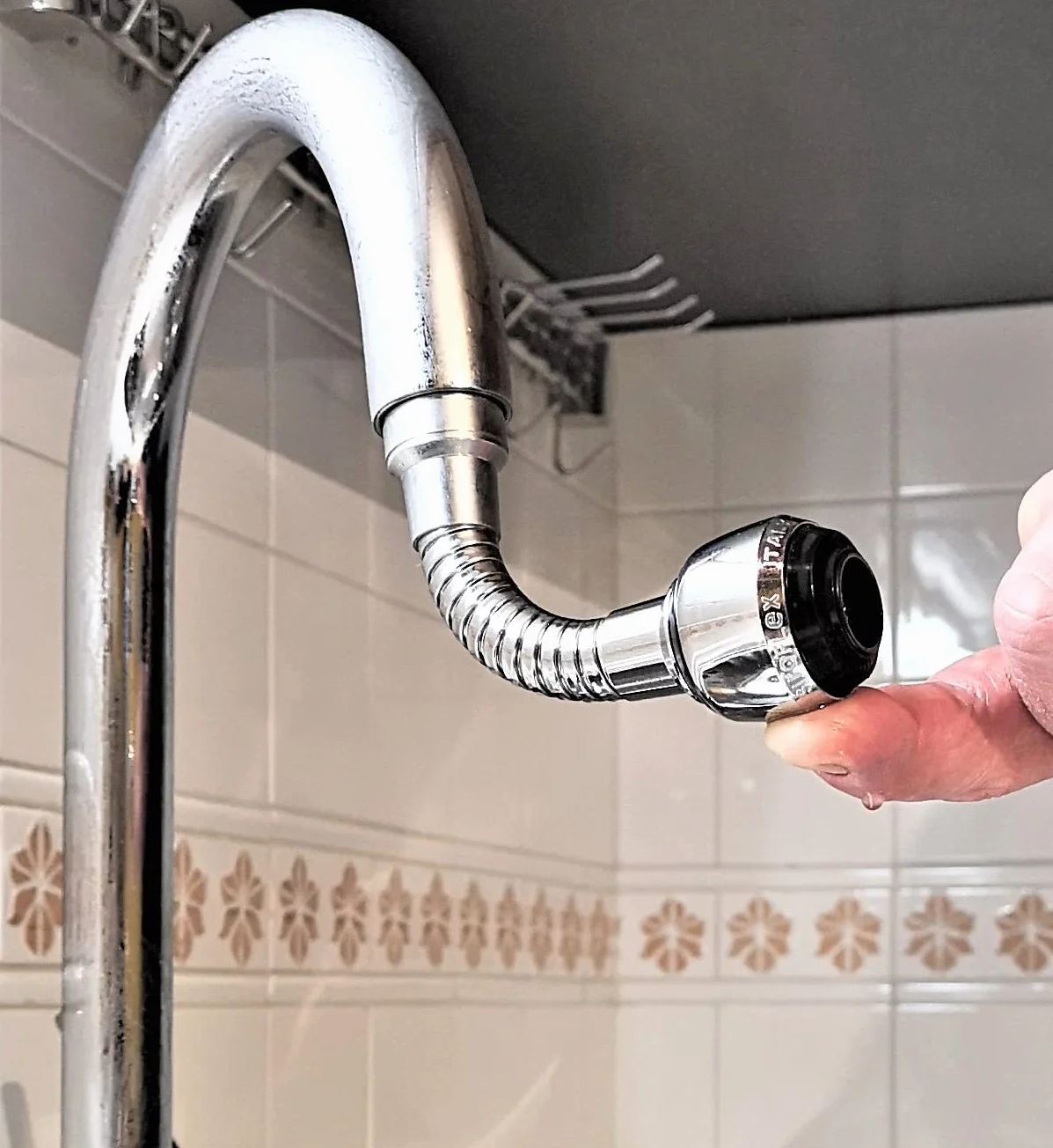 Siroflex 2510/S Milady regulator strumienia wody, napowietrzacz wody do zlewozmywaka kuchennego z mosiężnym wężem, wyprodukowano we Włoszech