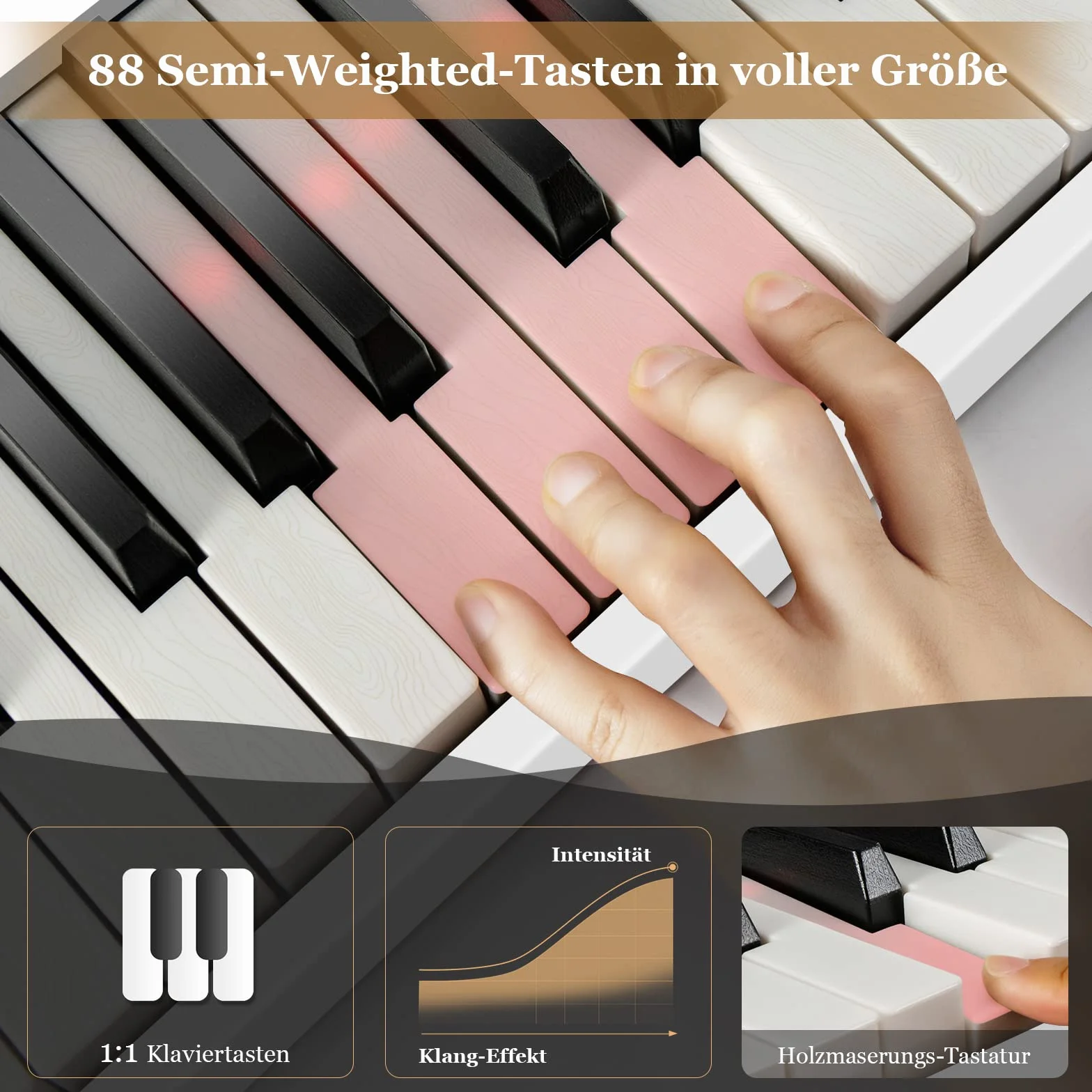 COSTWAY pianino elektryczne 88 klawiszy składane przenośna klawiatura cyfrowa 128 rytmów 128 tonów 20 demo zestaw dla dzieci i dorosłych biały
