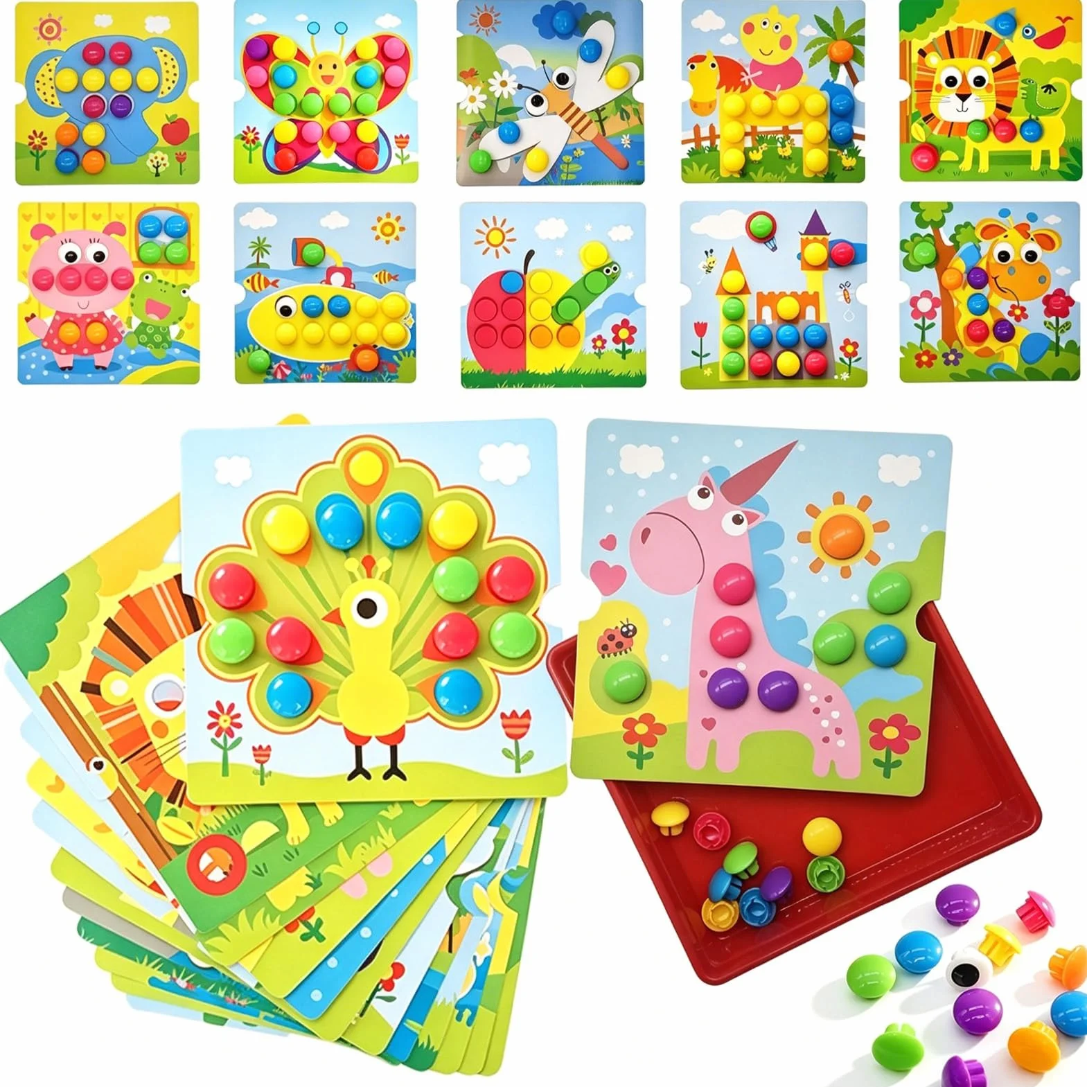 Cylora Montessori Toys Mozaika zabawka dla dzieci od 2 lat, do nauki kolorów, prezent dla dziewcząt lub chłopców, gra w dobór kolorów, zabawka edukacyjna