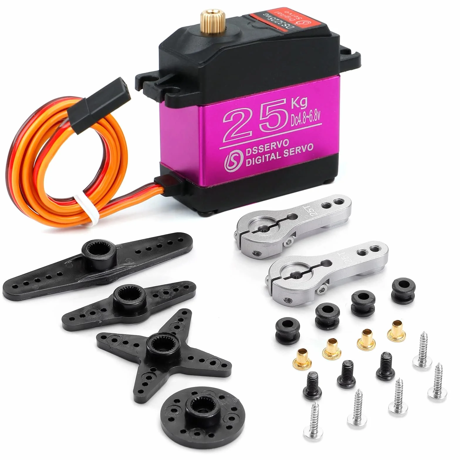 Serwo cyfrowe sterowane radiowo, 25 kg, wodoszczelne, serwo High Torque, cyfrowy serwo, modelarstwo, metalowa przekładnia, serwo 180°, serwa DS3225 do samochodów RC Auto Robot 1/10 1/8