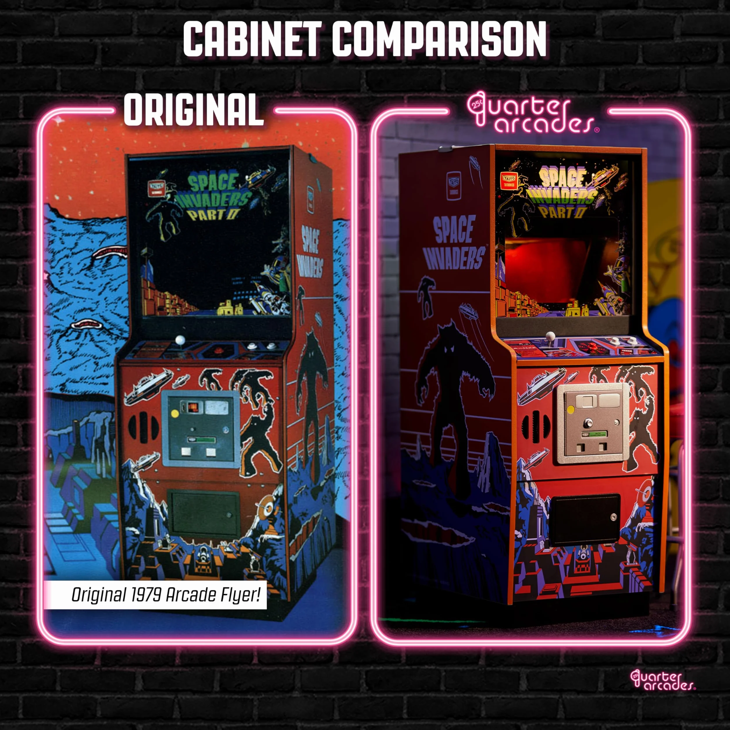 Quarter Arcades Oficjalna kosmiczna najeźdźcy część II rozmiar 1/4 mini szafka zręcznościowa od Numskull - grywalna replika retro zręcznościowa maszyna do gier - konsola Micro Retro