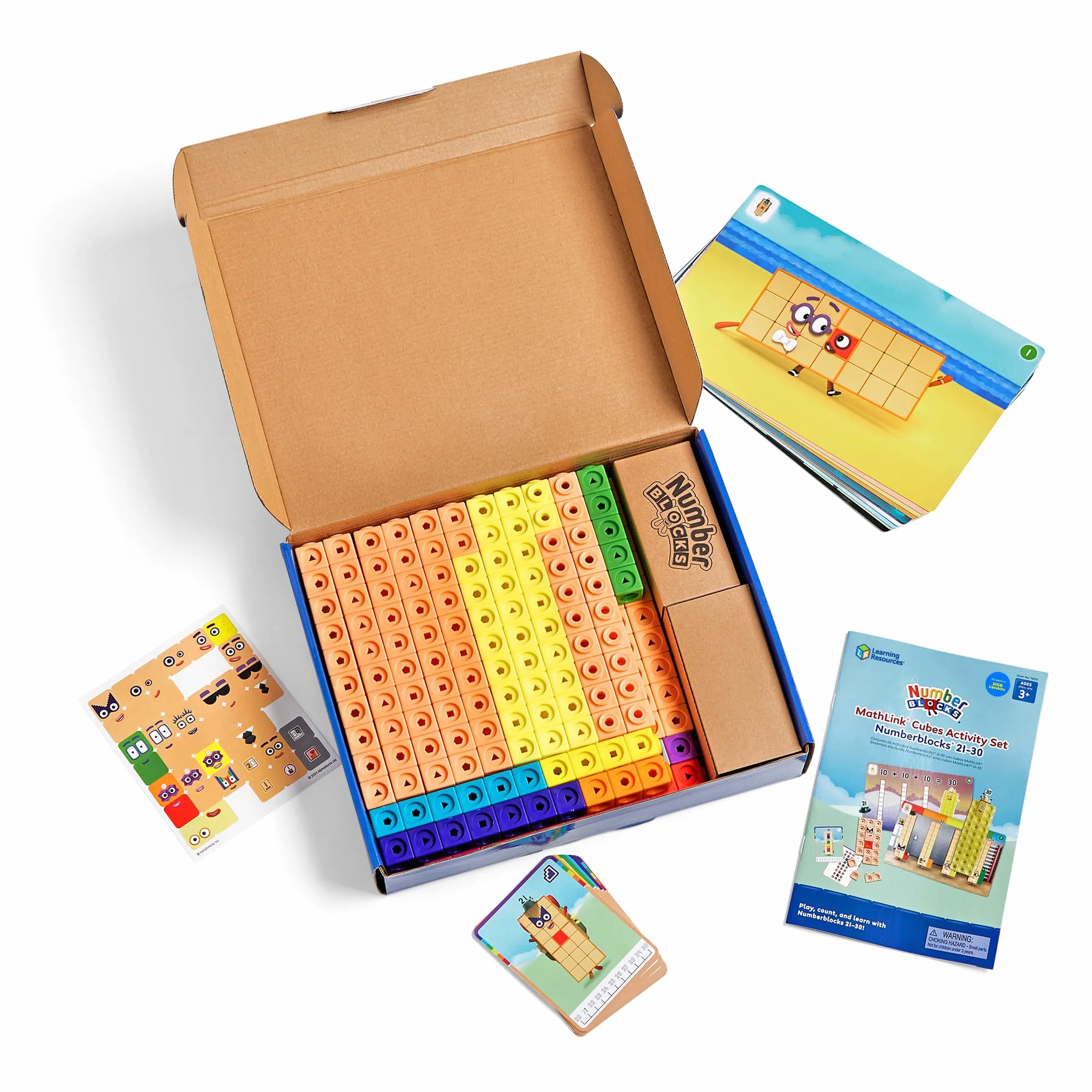 Learning Resources MathLink Cubes Numberblocks 21–30 Zestaw Aktywności, Zabawki dla Dzieci w Wieku 3 Lata, 20 Aktywności Powiązanych z Serialem TV, Zabawki Sensoryczne dla Autyzmu