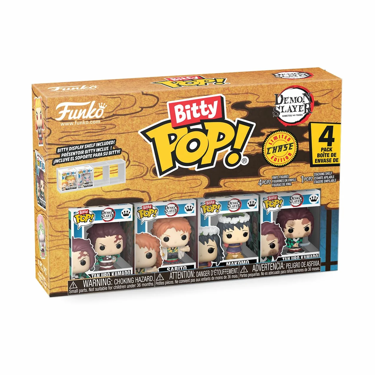 Funko Bitty POP! Demon Slayer- Tanjiro - 4 sztuki - 0,9 cala (2,2 cm) do kolekcjonowania - półka na wyświetlacz z możliwością układania w stos - pomysł na prezent - na torebki imprezowe - nakładka na