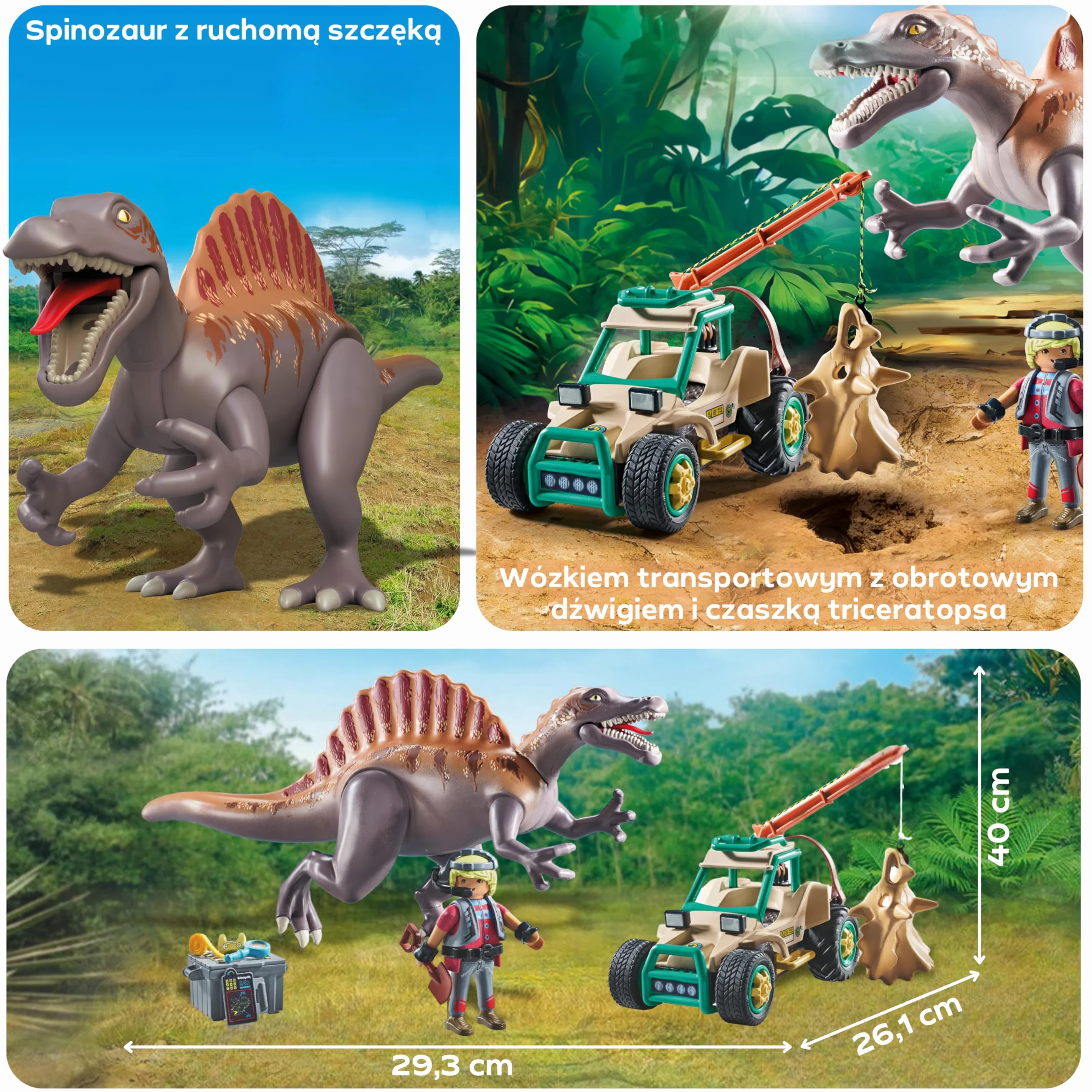 PLAYMOBIL | Dinos | Atak Spinozaura na Wykopaliska Dinozaurów | Zestaw dinozaurów | Zabawka akcji | Zabawka przygoda dla dzieci od 4. roku życia | 71820