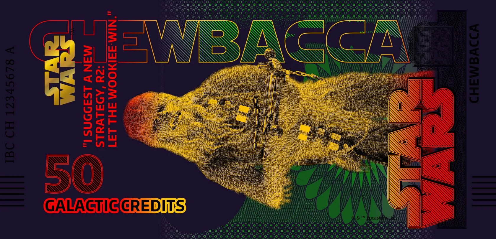 FANTASY CLUB | Bilet Star Wars Trilogy Original Chewbacca | Oficjalne towary | Edycja limitowana ze złotym hologramem i efektami UV