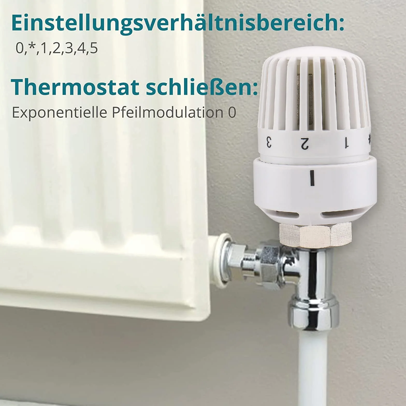 Wengart Głowica grzejnika termostatycznego, M30 x 1,5, głowica sterująca temperaturą, do biura i gospodarstwa domowego, biała (WG4005)