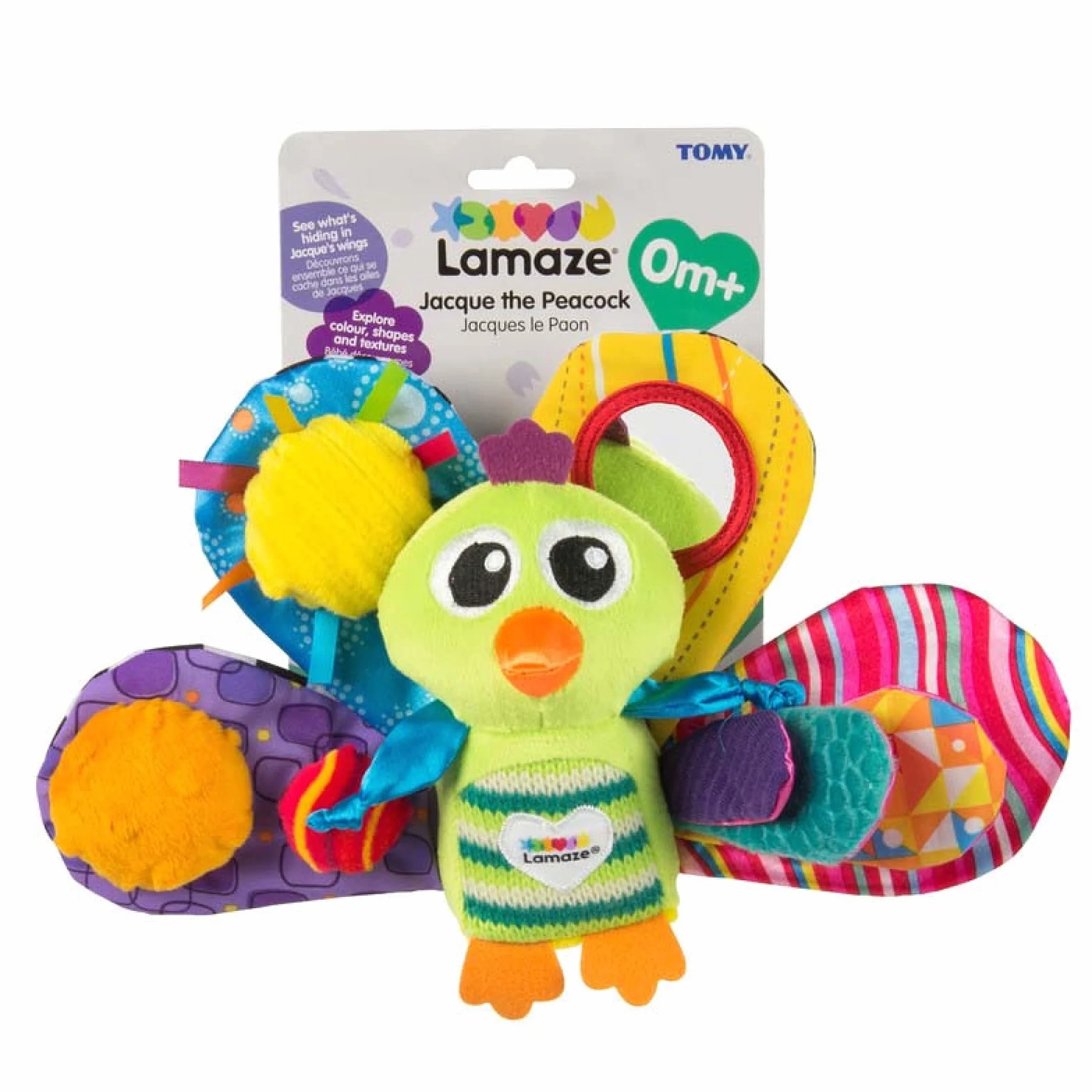 LAMAZE Jacques the Peacock, Clip on Pram and Pushchair Newborn Baby Toy, Sensory Toy for Babies Boys and Girls from 0 to 6 Months
