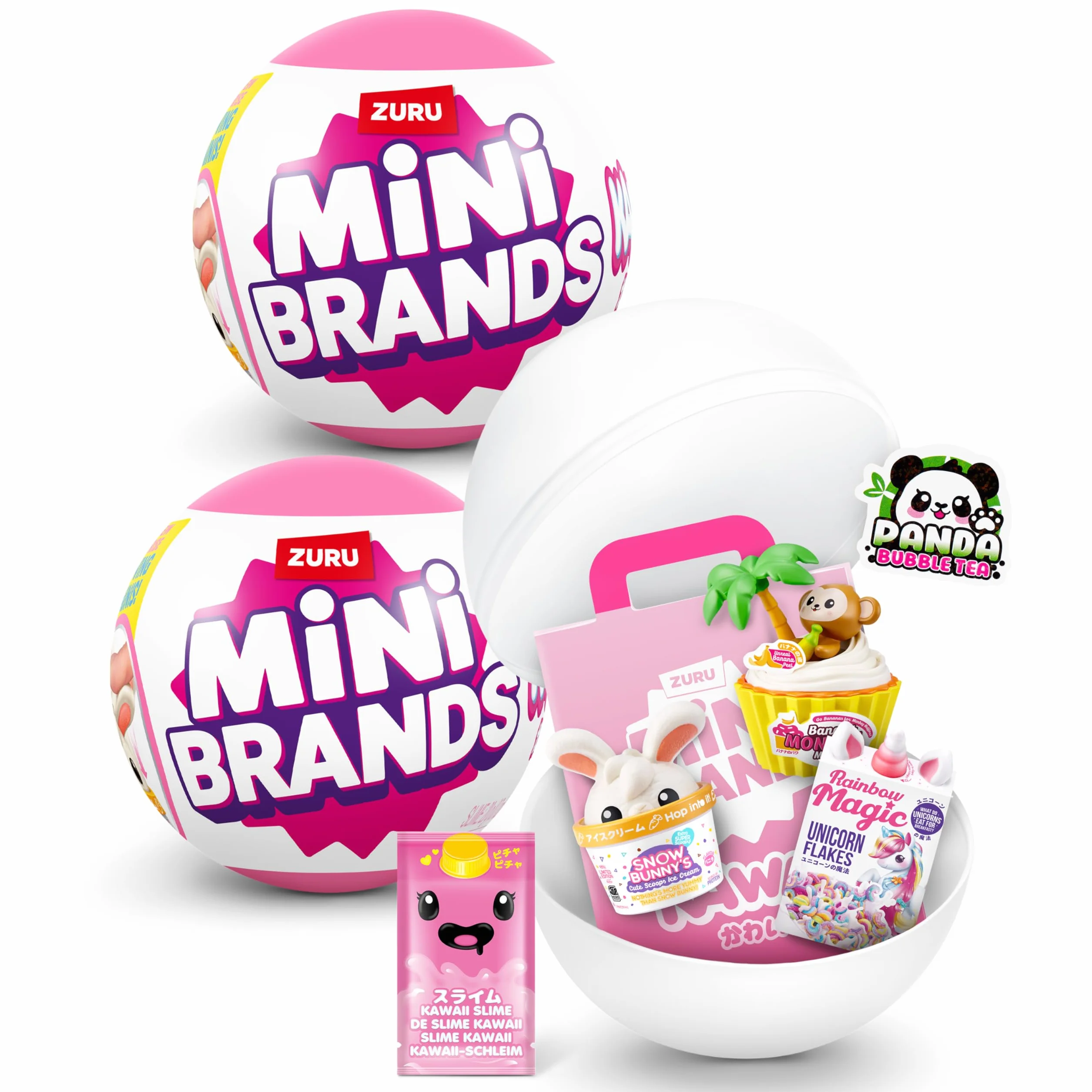 Mini Brands Kawaii Capsule firmy ZURU, Surprise Kawaii kolekcjonerskie minis, opakowanie ślepe, przedmioty kolekcjonerskie o tematyce japońskiej (2 kapsułki)