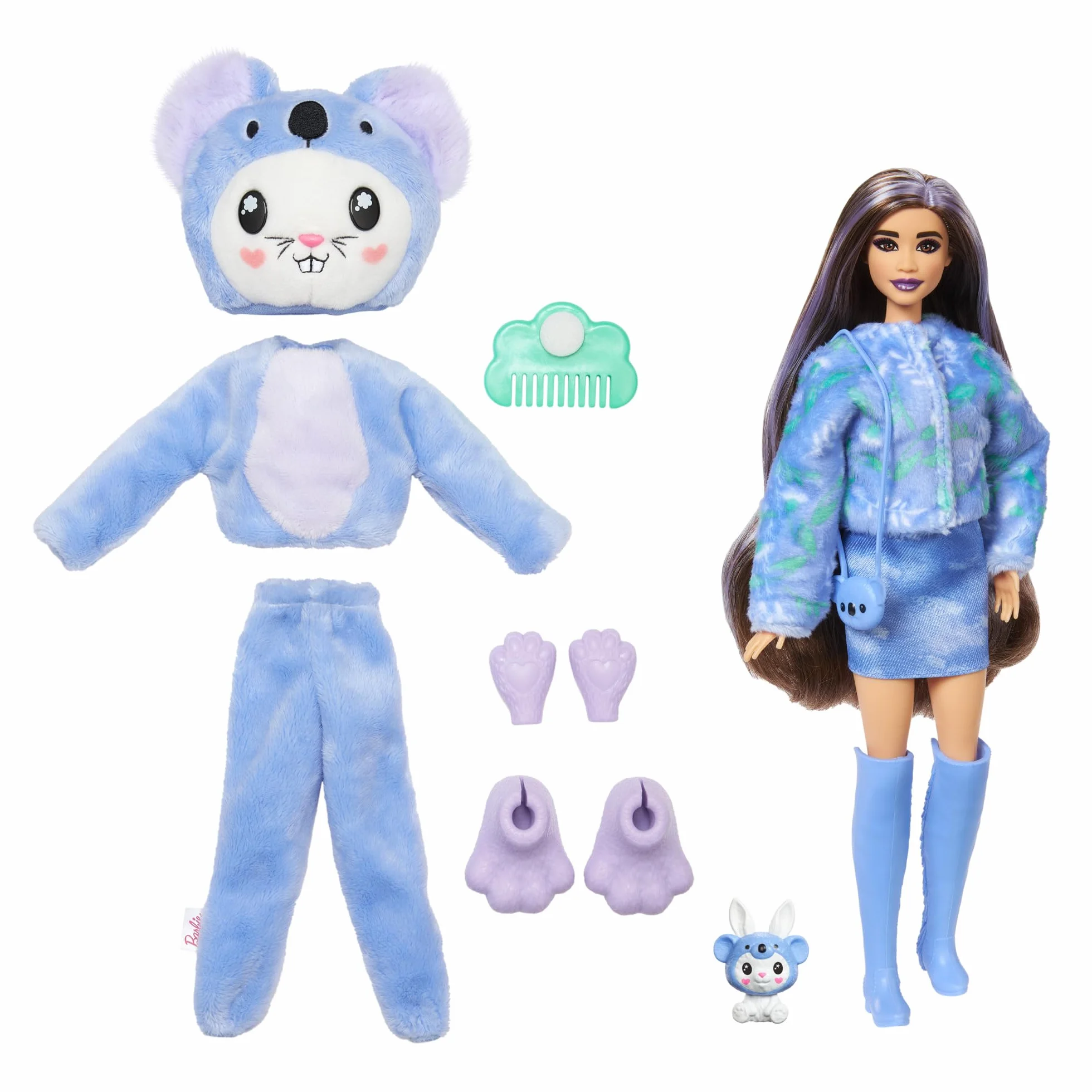 Barbie Cutie Reveal Seria Kostiumy Zwierzaczki Lalka w kostiumie króliczka przebranego za koalę z 10 niespodziankami, w tym zmianą koloru, HRK26