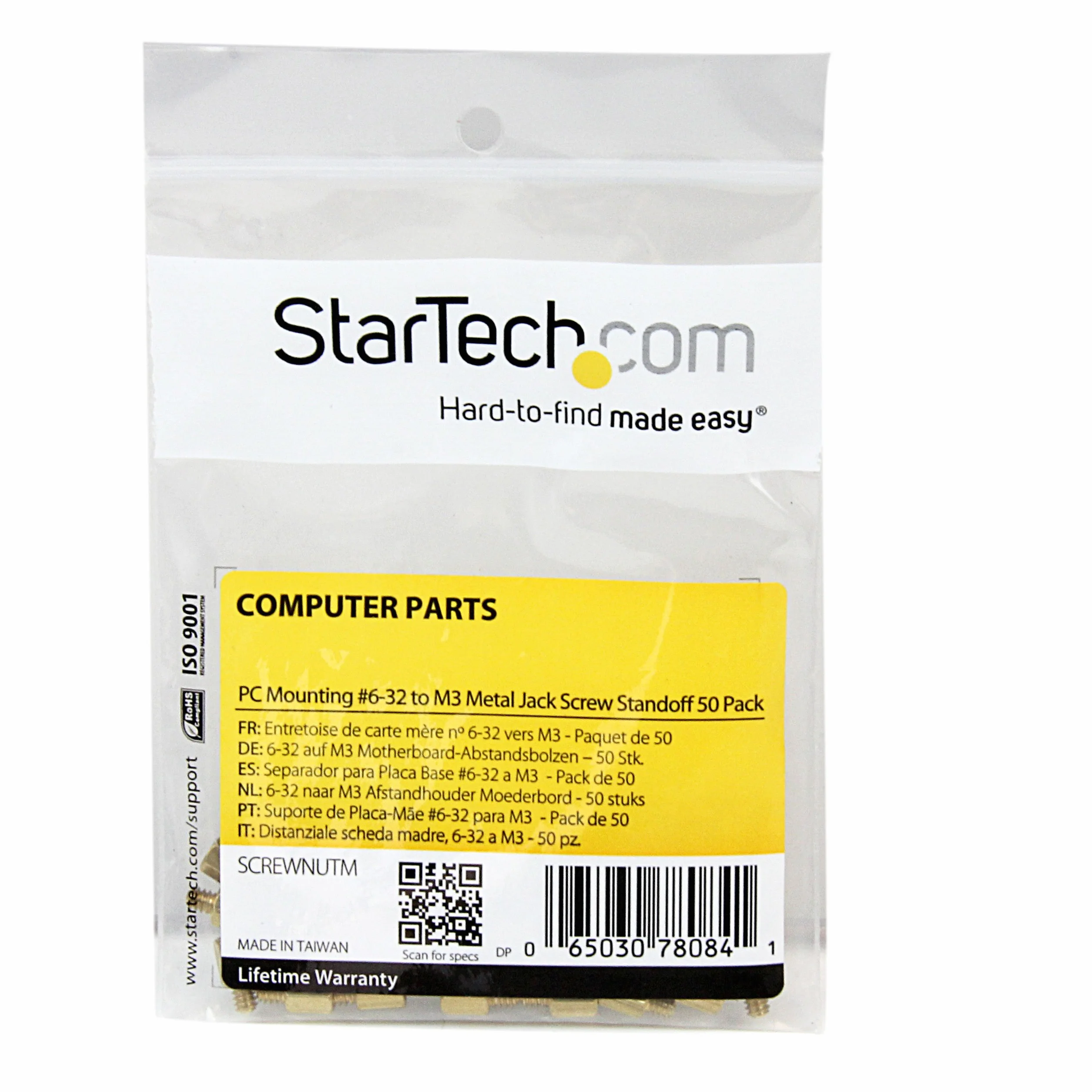 StarTech.com Metalowe elementy dystansowe #6-32 – dystans śrubowy – 0,5 cm (50 sztuk) – wkręt