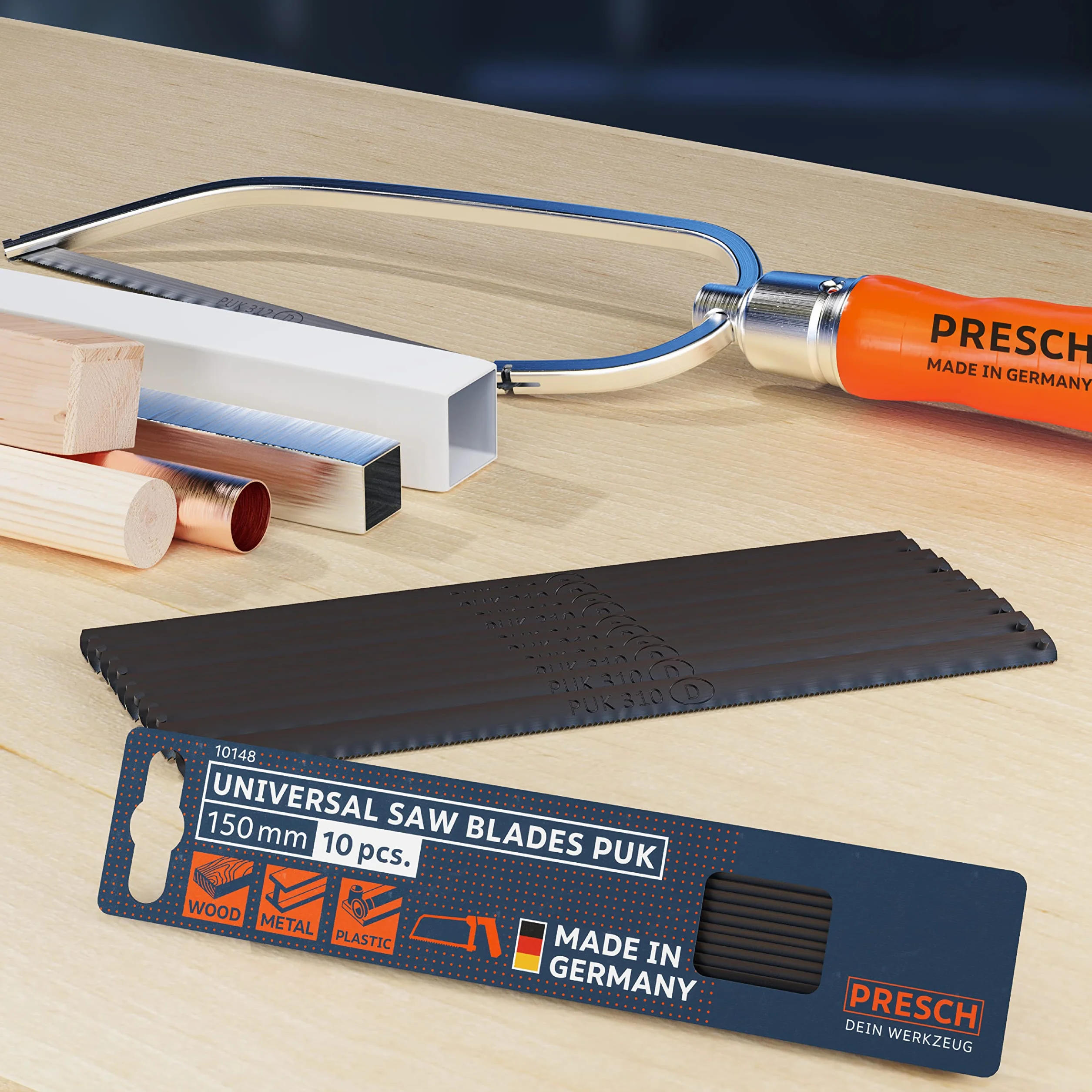 Presch Uniwersalne brzeszczoty do pił tarczowych 150mm 10 szt - Uestaw brzeszczotów PUK do pił ręcznych 150mm - Uniwersalny brzeszczot 150 mm do drewna, metalu i tworzyw sztucznych