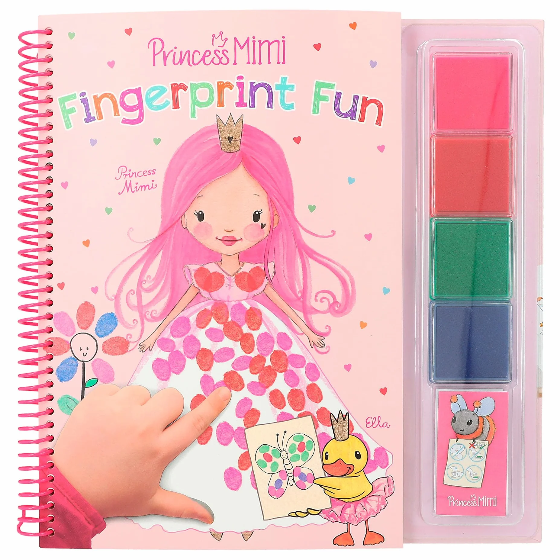 Depesche 12105 Księżniczka Mimi - Fingerprint Fun, kolorowanka z 4 tuszami, do kolorowania palcami