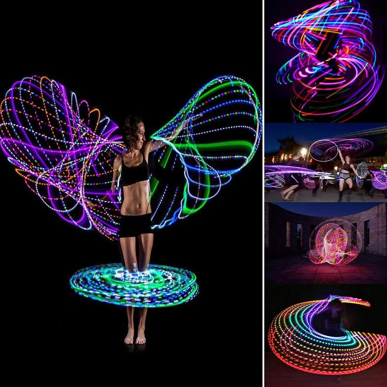 Obręcz LED, Automatyczna Zmiana Koloru RGB 35 Cali, Sprzęt do ćwiczeń Tanecznych Rozświetlający Obręcz dla Dzieci Dorosłych Początkujących ćwiczenia Taneczne Light Up Hoop Fitness