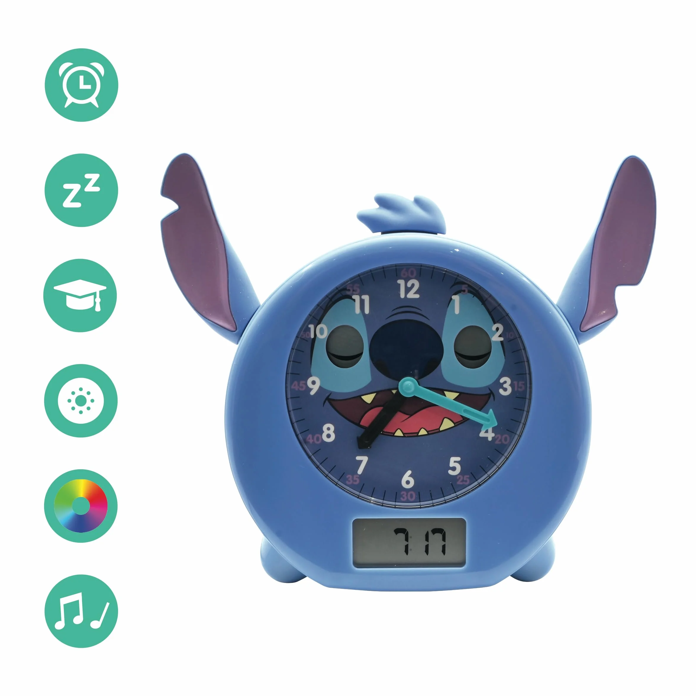 Lexibook, Disney Stitch, My Educative Night Companion, Budzik, Lampka Nocna, Symulator Świtu i Opowiadacz Historii, z Kablem Sieciowym, Niebieski, RLT100D