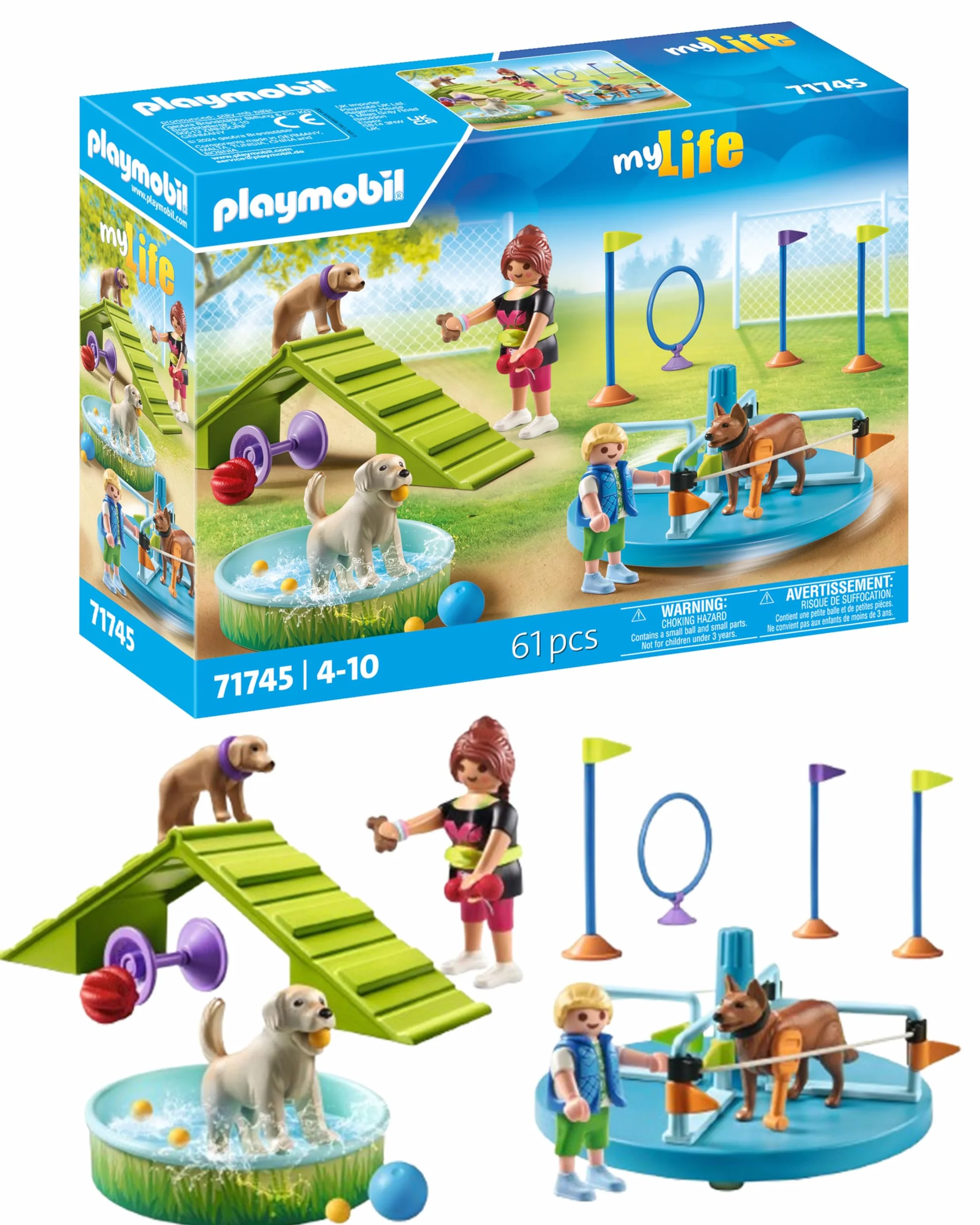 PLAYMOBIL | My Life | Plac zabaw dla psów | Zabawka dla dzieci | Zestaw z figurkami psów | Zabawka dla dzieci powyżej 4 roku życia | 71745