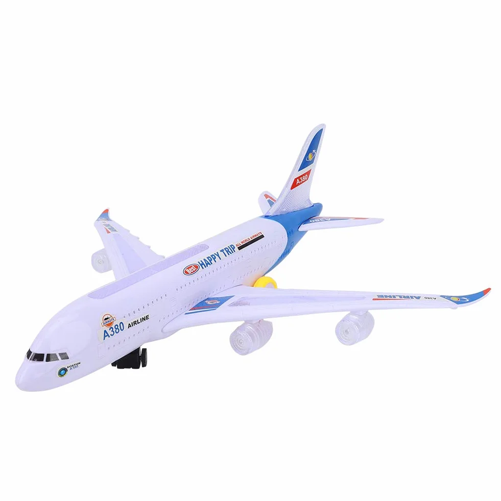 ZJchao Duży model samolotu elektrycznego A380 z dźwiękiem i światłem, zabawka dla dzieci