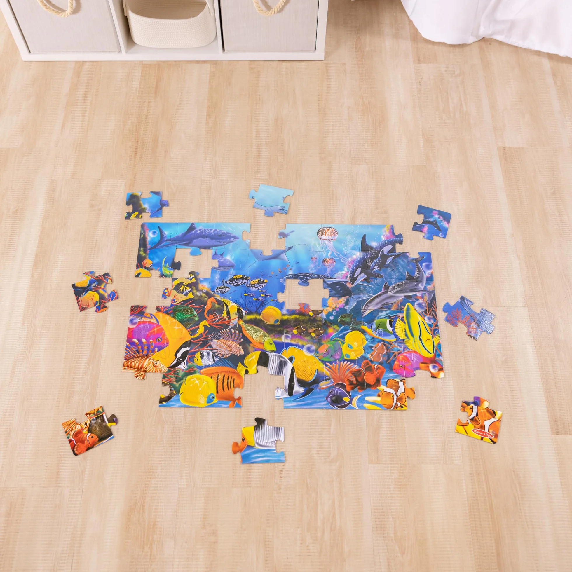 Melissa & Doug Underwater Ocean Floor Puzzle (48 pcs, 2 x 3 feet) Toddler Floor Puzzle, Ocean Animals Puzzle for Kids 3+ - FSC-Certified Materials