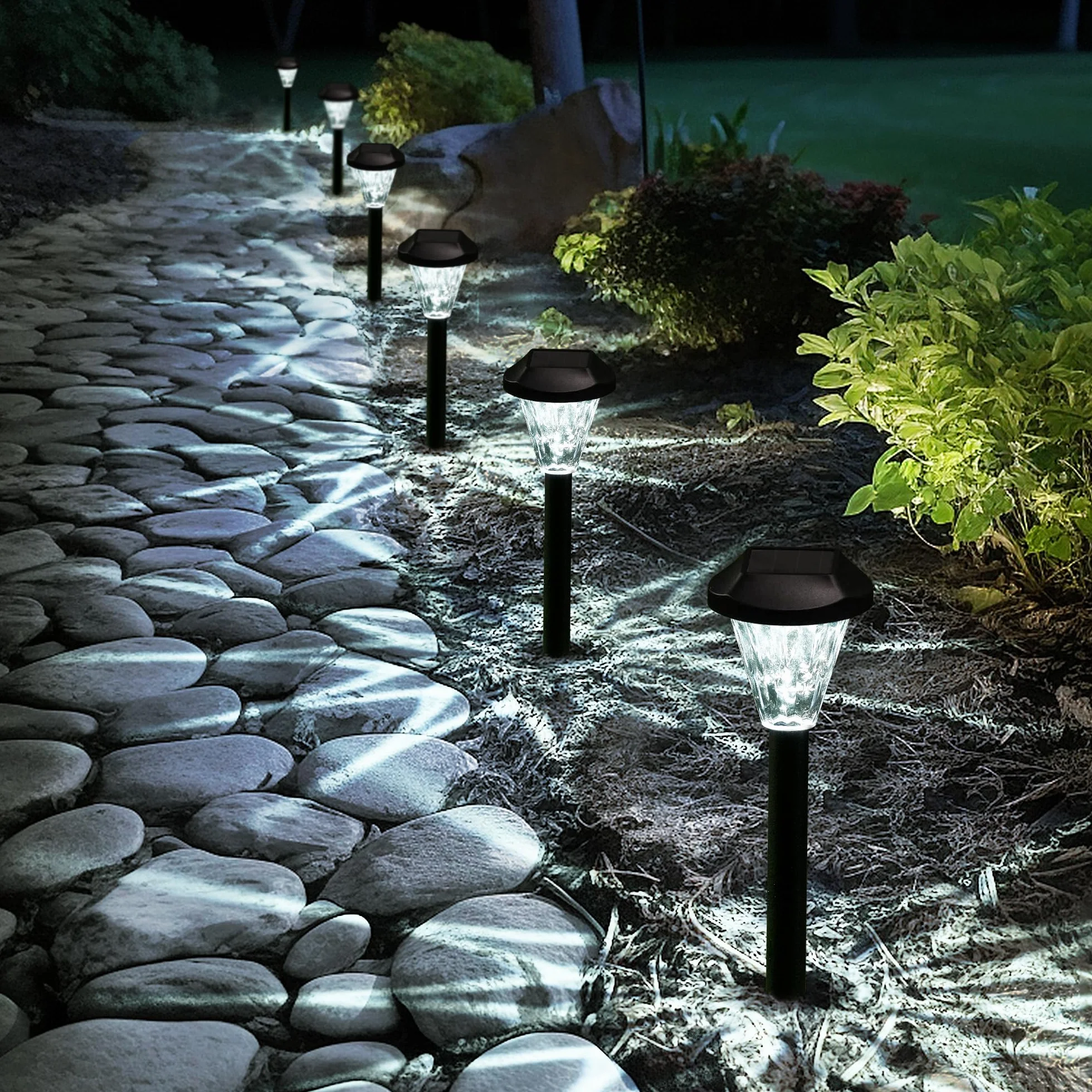 GIGALUMI 10 sztuk lamp solarnych na zewnątrz, wodoodporne, nowe ulepszone lampy solarne na zewnątrz, solarne lampy ogrodowe, solarne lampy zewnętrzne na patio, trawnik, podwórko i krajobraz