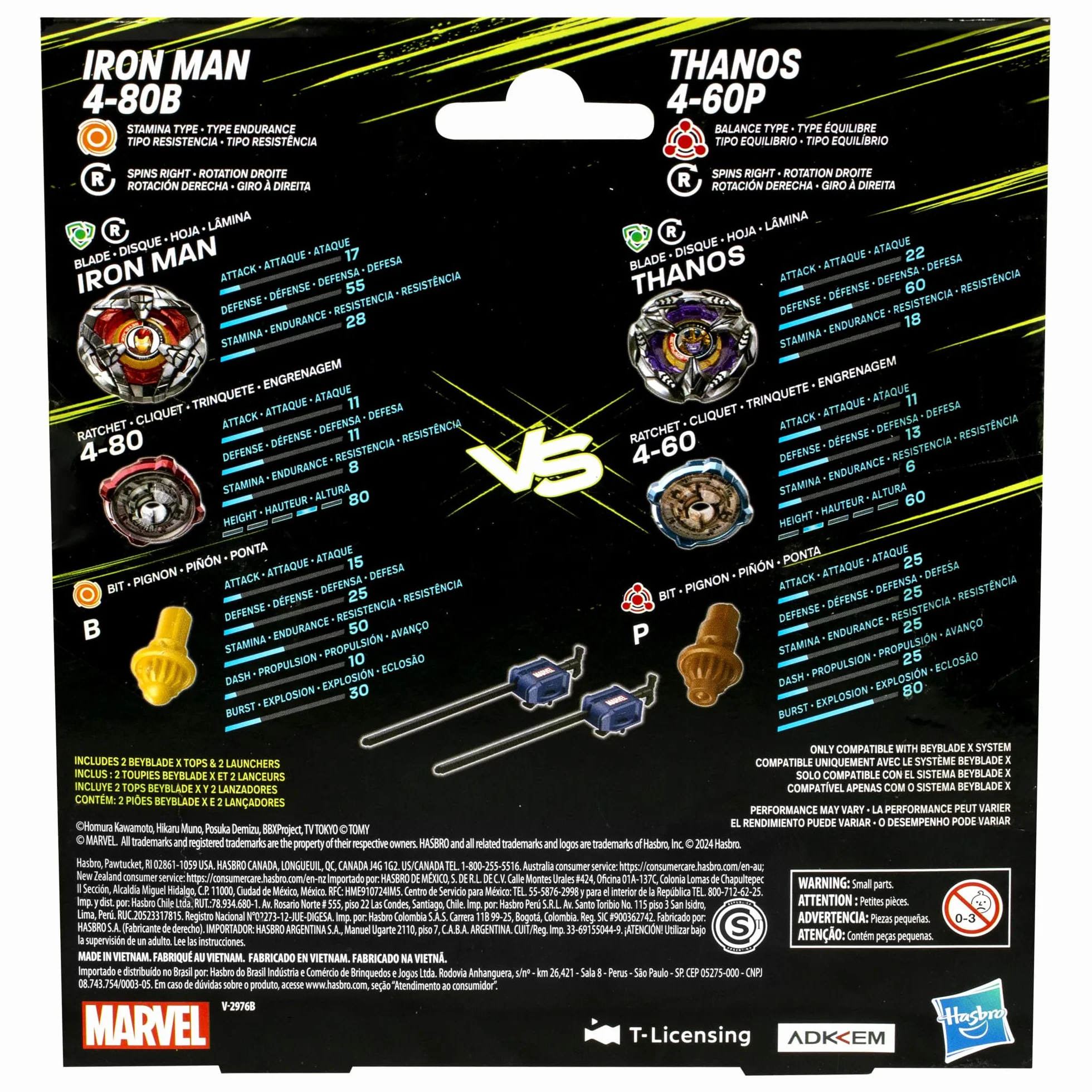 Wielopak Beyblade X Marvel Collab Iron Man 4-80B kontra Thanos 4-60B