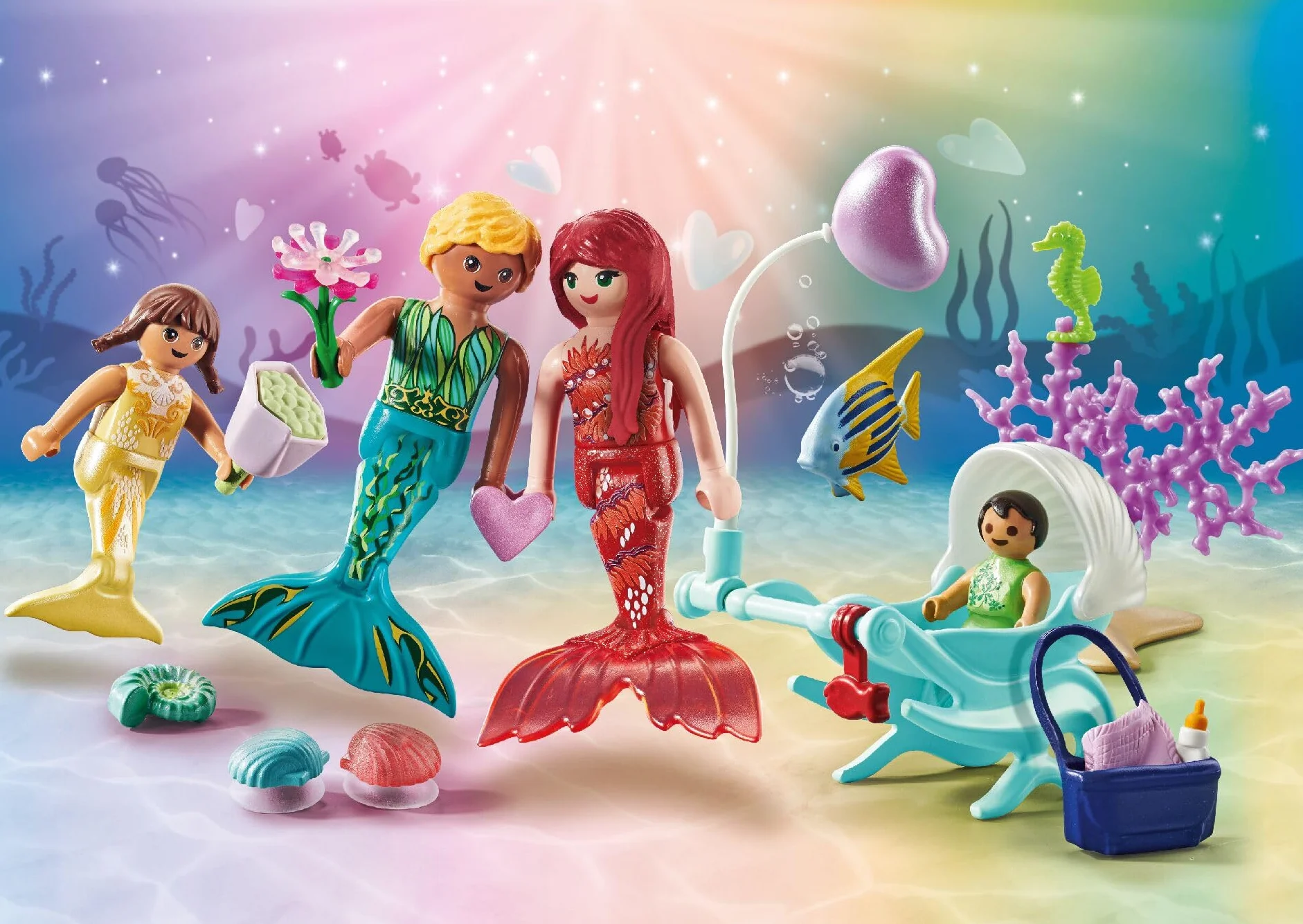 PLAYMOBIL Princess Magic 71469 Rodzina syrenek, z muszlami z przyssawkami, od 4 lat